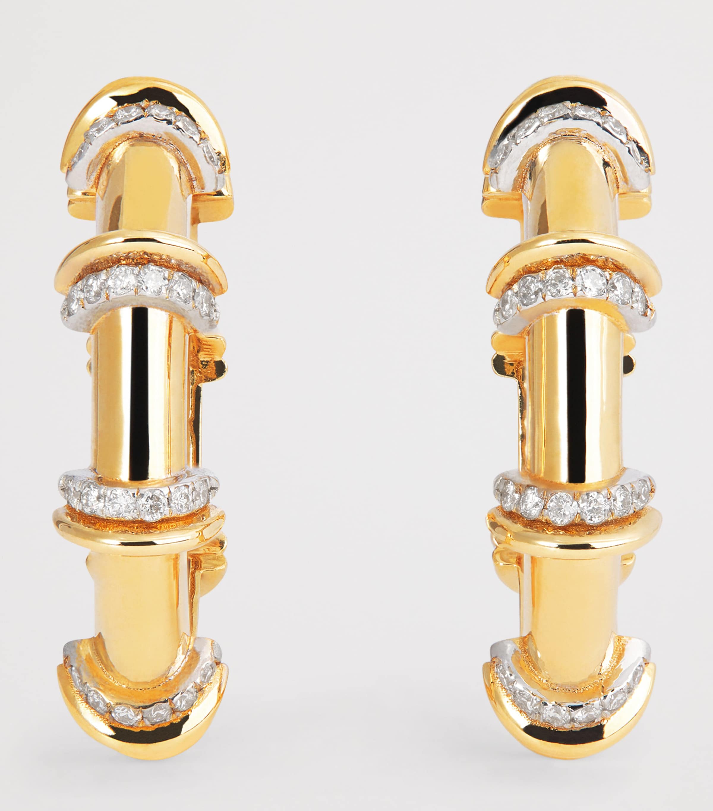 Yellow Gold and Diamond Warrior N*93 Hoop Earrings YELLOW GOLD Image 3