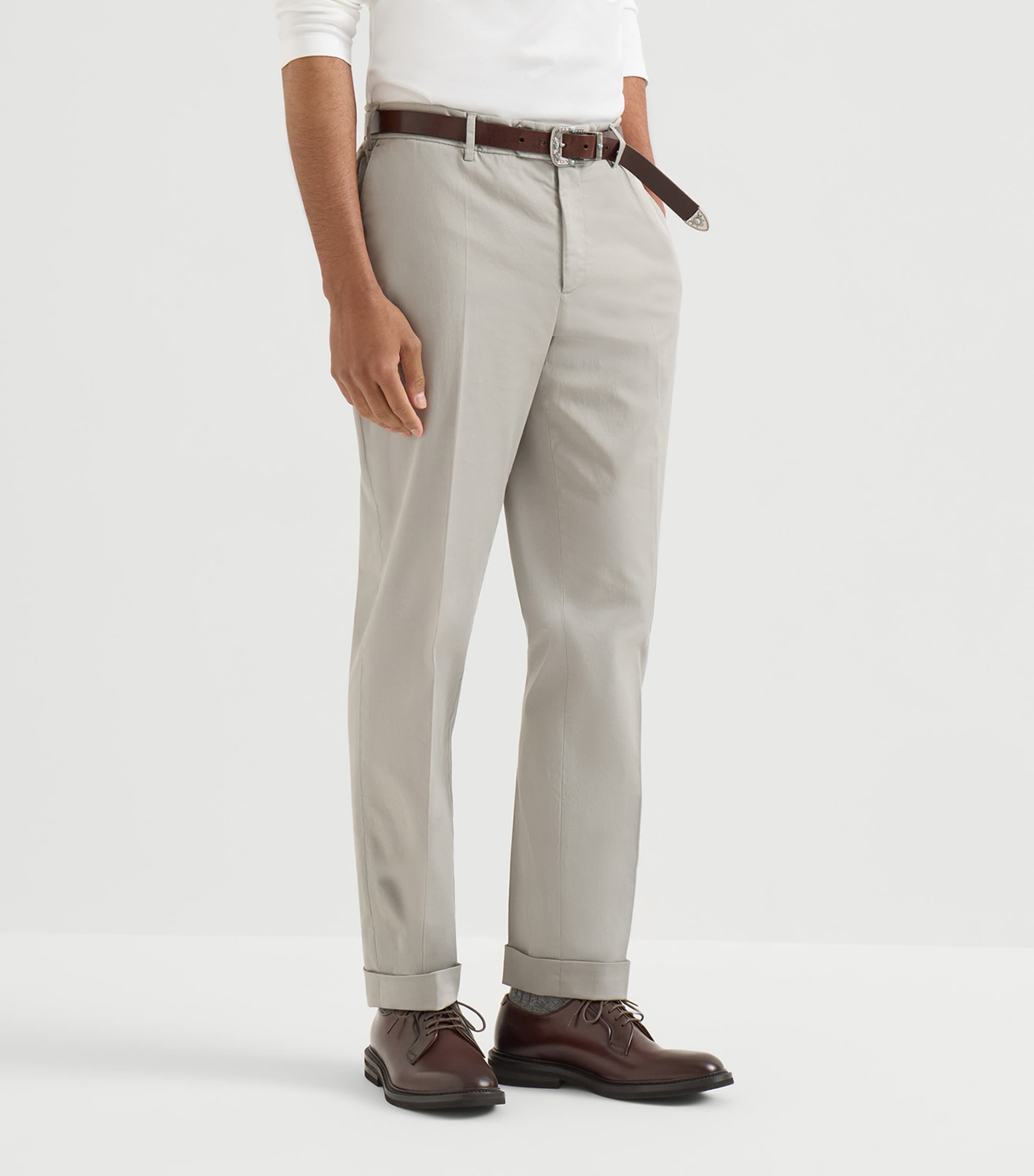 Brunello Cucinelli Mens Stretch-Cotton Gabardine Trousers Image 4