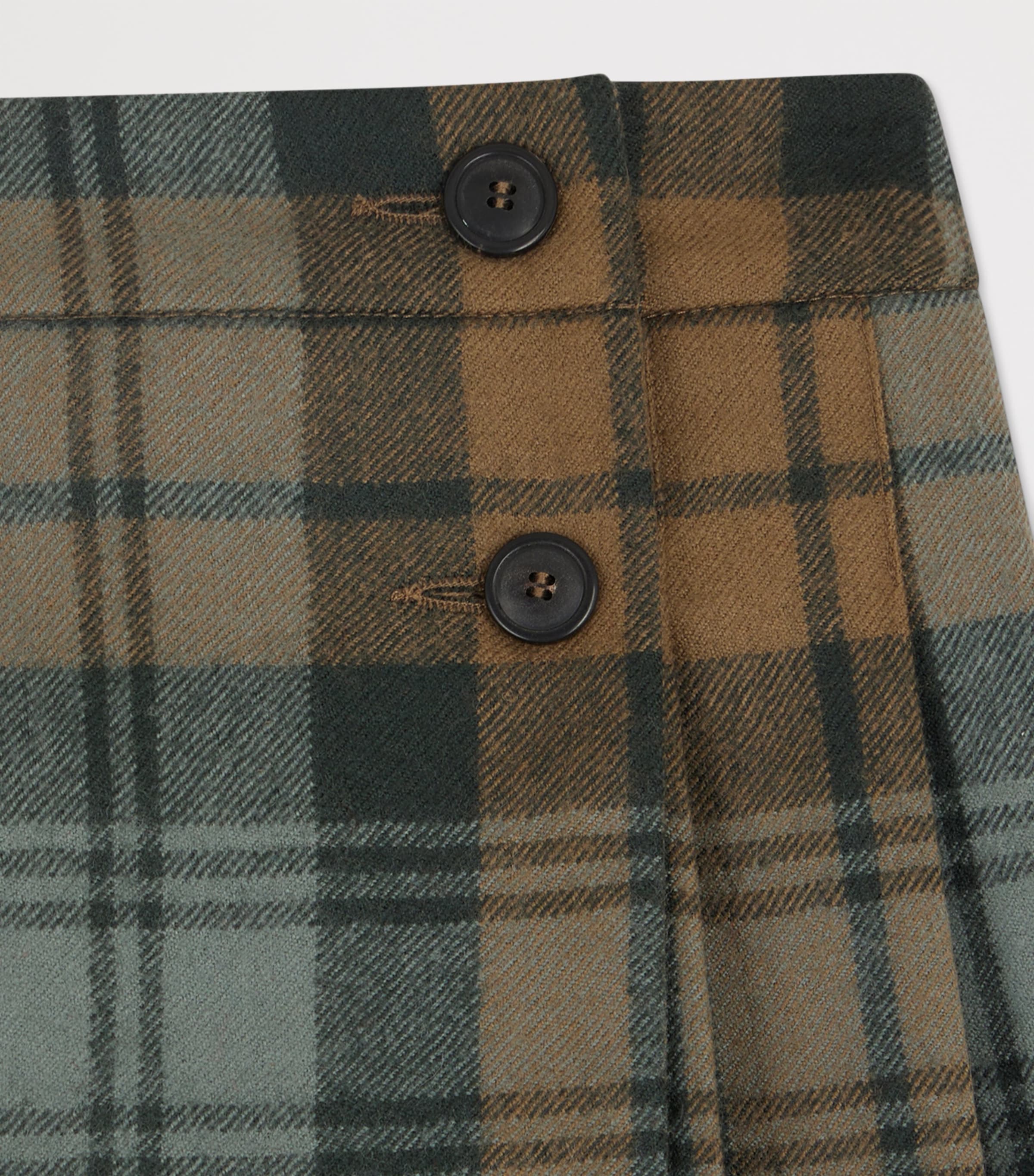 Wool Plaid Mini Skirt (4-8 Years) CARREAUX MARRON Image 3