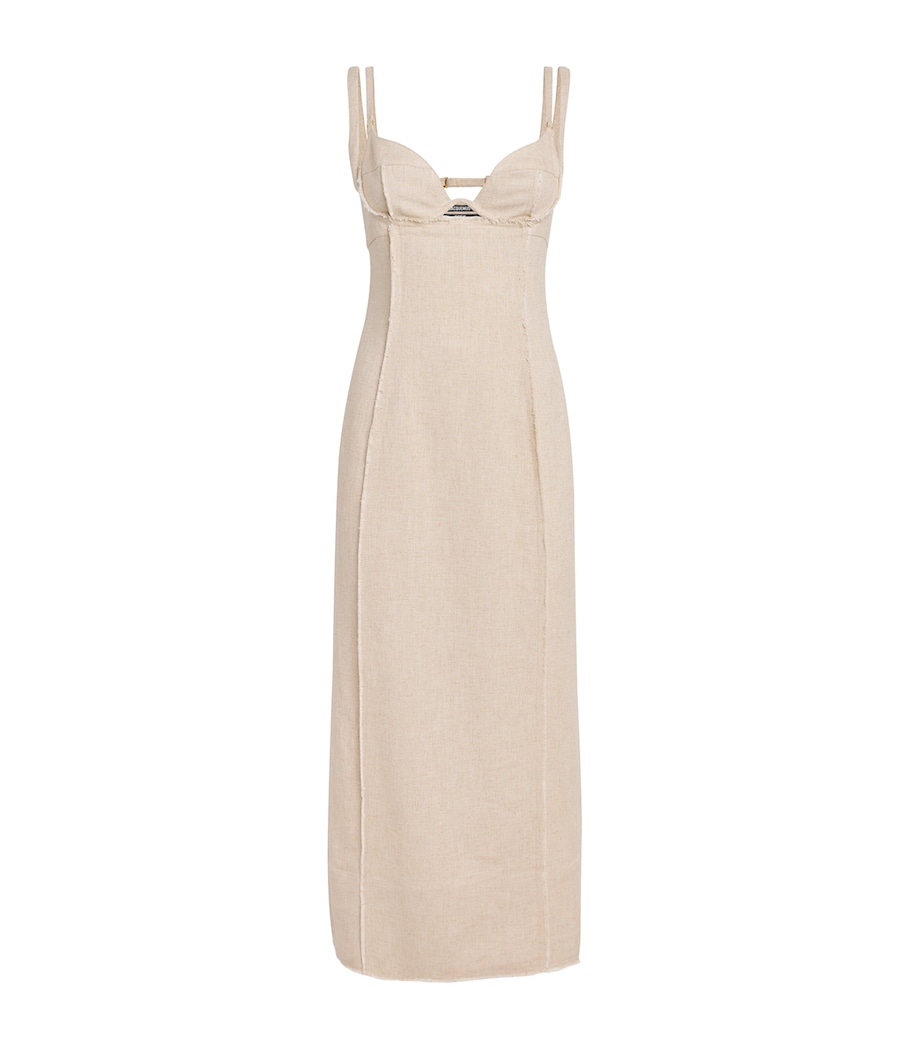 Jacquemus Womens La Robe Valerie Midi Dress Light Beige Image 1