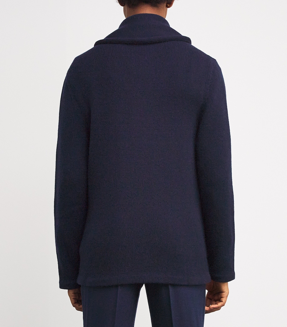 Ralph Lauren Purple Label Mens Cashmere Double-Breasted Cardigan Classc Chairmn Nav Image 4