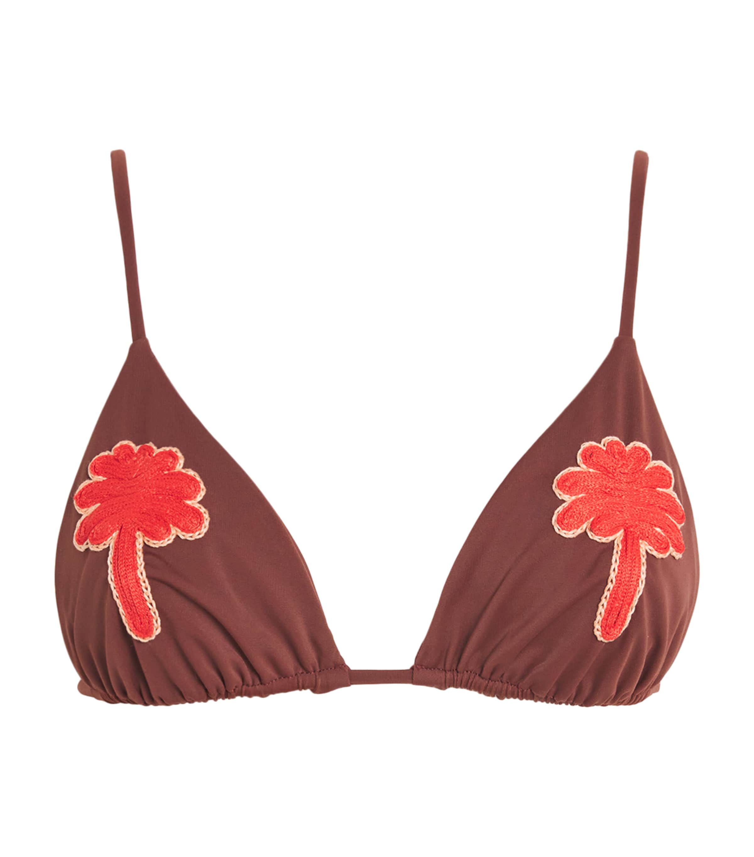 Johanna Ortiz Heatwave Palm-tree Triangle Bikini Top In Brown