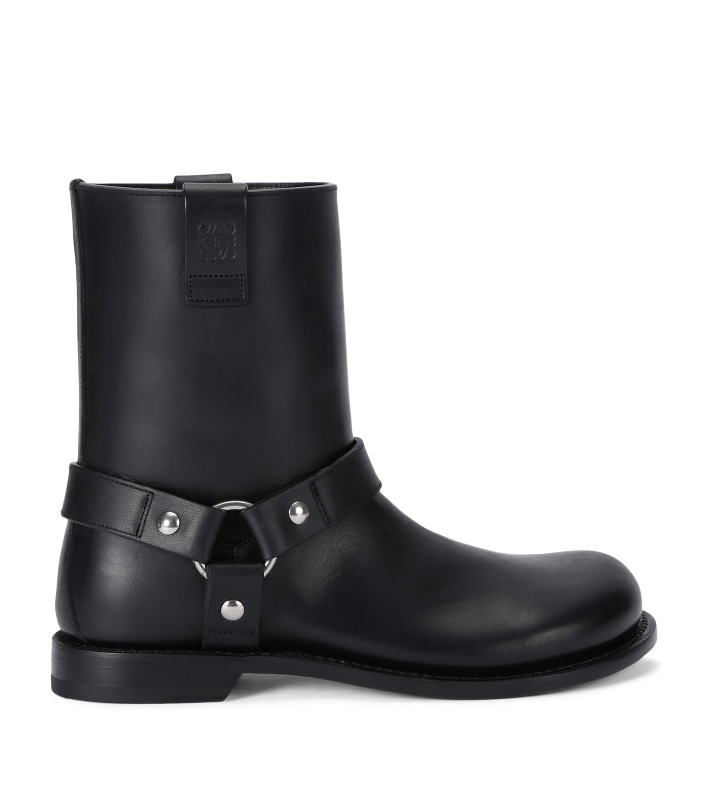 Shop Loewe Leather Campo Biker Boots In Black