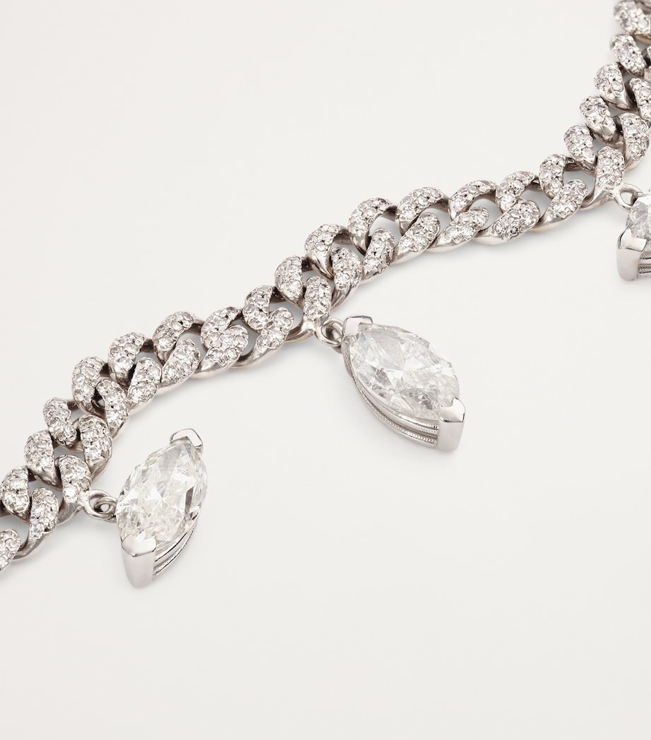 White Gold and Marquise Diamond Pavé Link Choker Necklace WHITE GOLD Image 3
