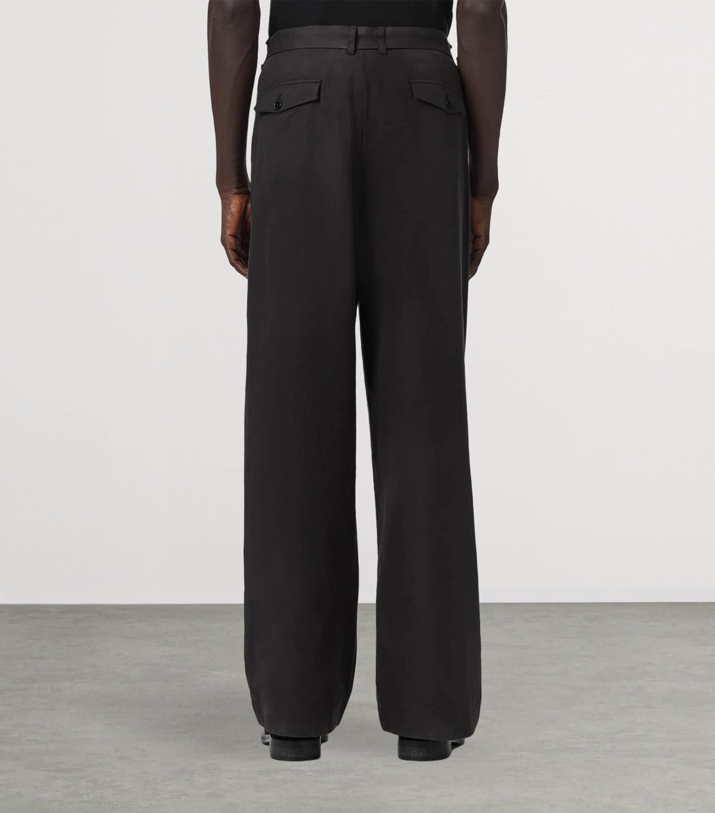 AllSaints Mens Organic Cotton-Blend Conway Trousers Tanner Black Image 4