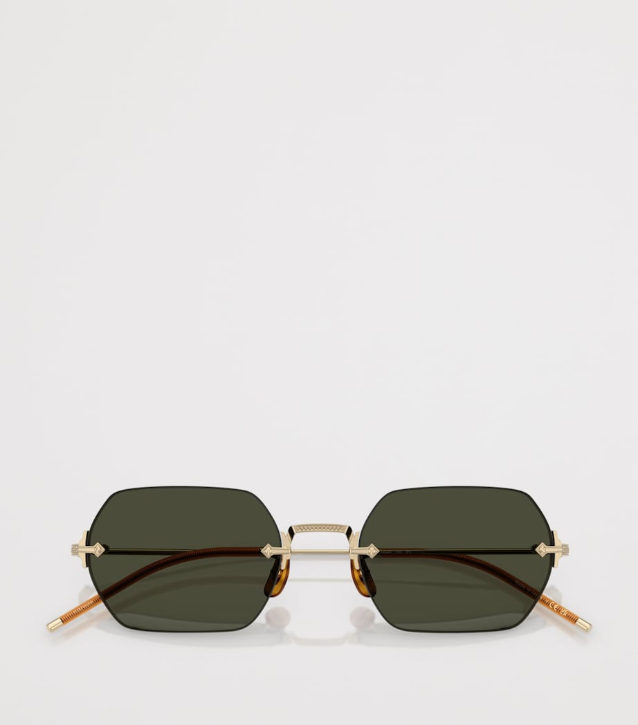 Oliver Peoples Titanium TK-13 Rectangle Sunglasses Gold Image 4