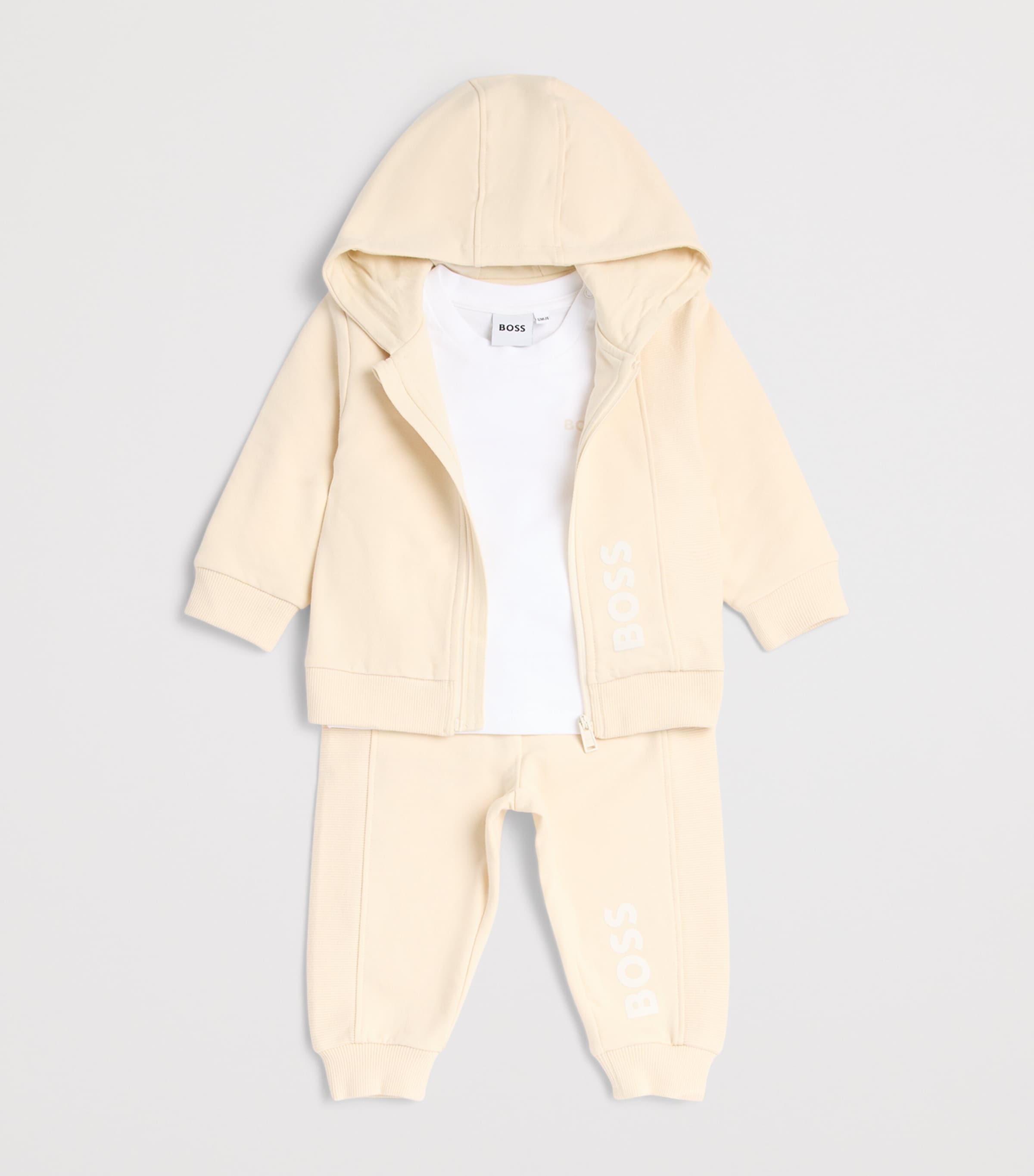BOSS Kidswear T-Shirt, Hoodie and Sweatpants Set (1-18 Months) New Beige Image 2