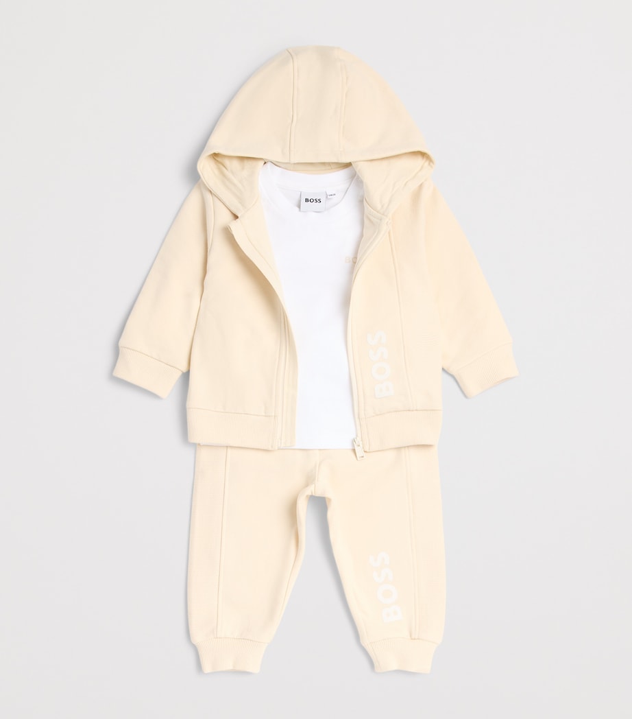 BOSS Kidswear T-Shirt, Hoodie and Sweatpants Set (1-18 Months) New Beige Image 2