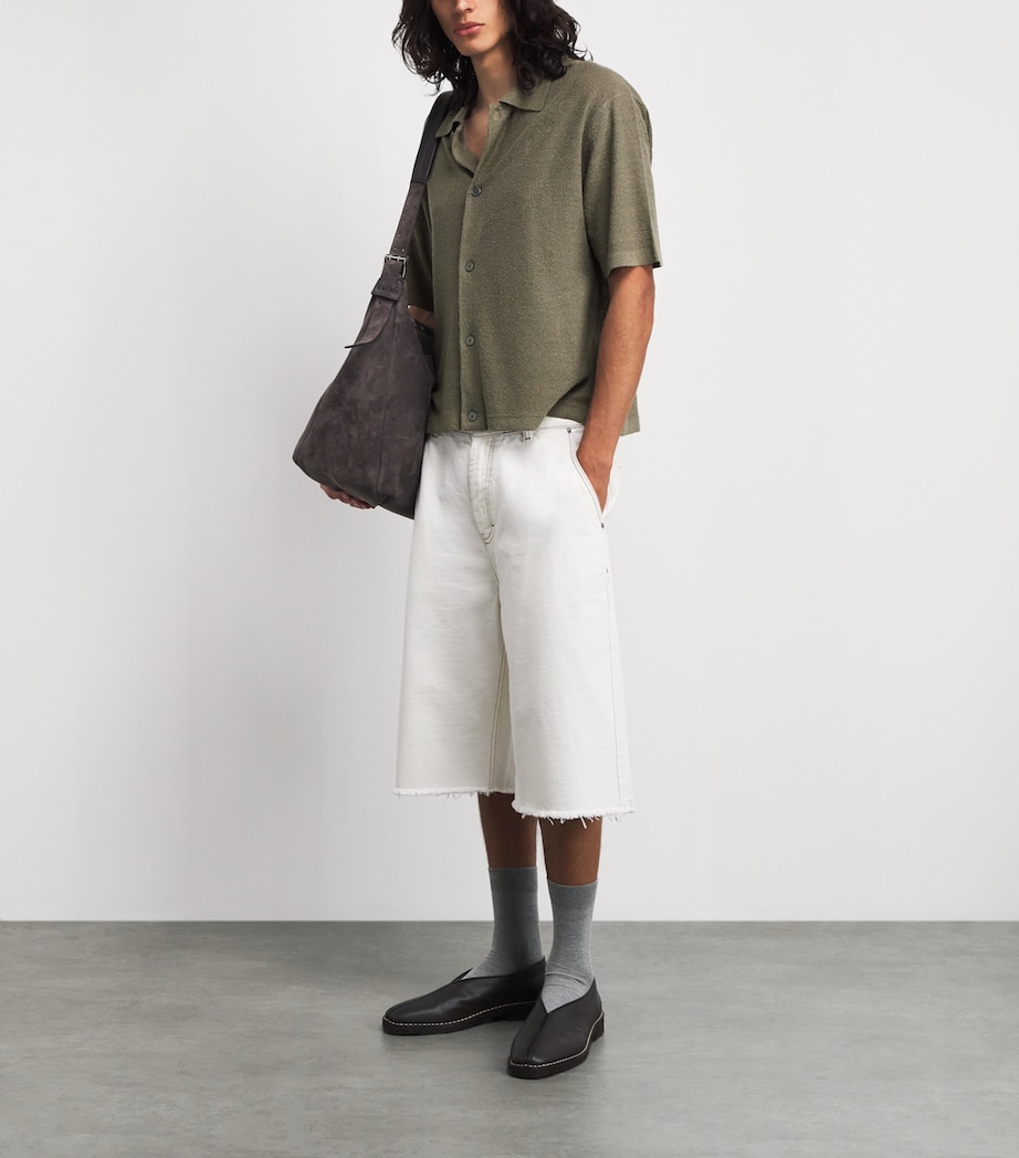 FRAME Mens Silk-Linen-Blend Overshirt Dsbg Image 2