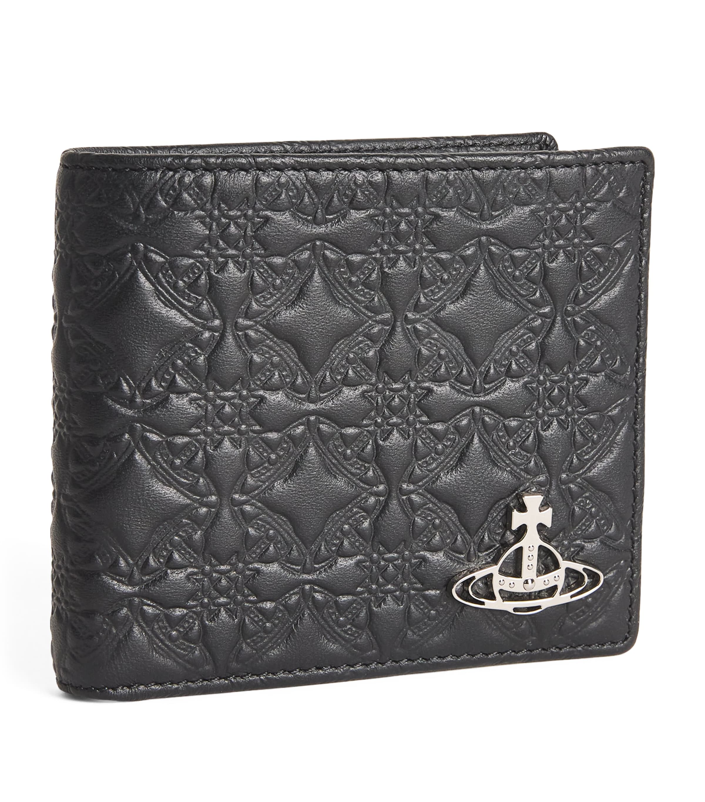 Vivienne Westwood Embossed Leather Orb Wallet In Black