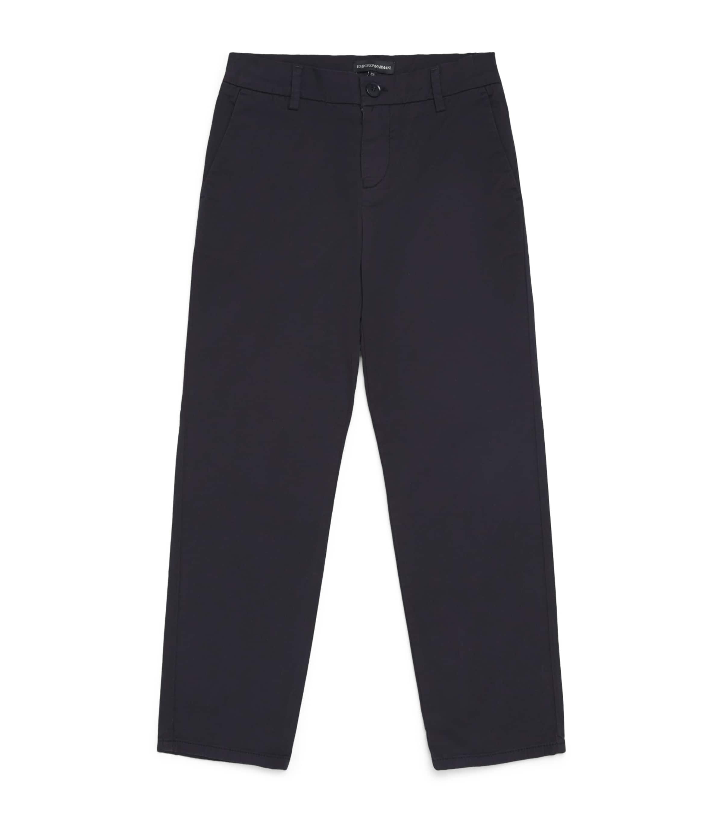 Emporio Armani Kids Stretch-Cotton Chino Trousers (4-16 Years) Blu Navy Image 1