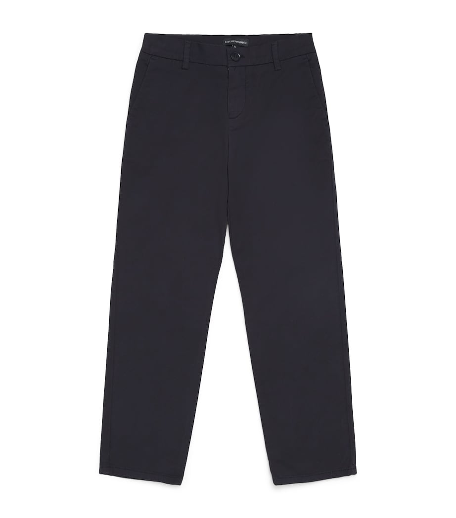 Emporio Armani Kids Stretch-Cotton Chino Trousers (4-16 Years) Blu Navy Image 1