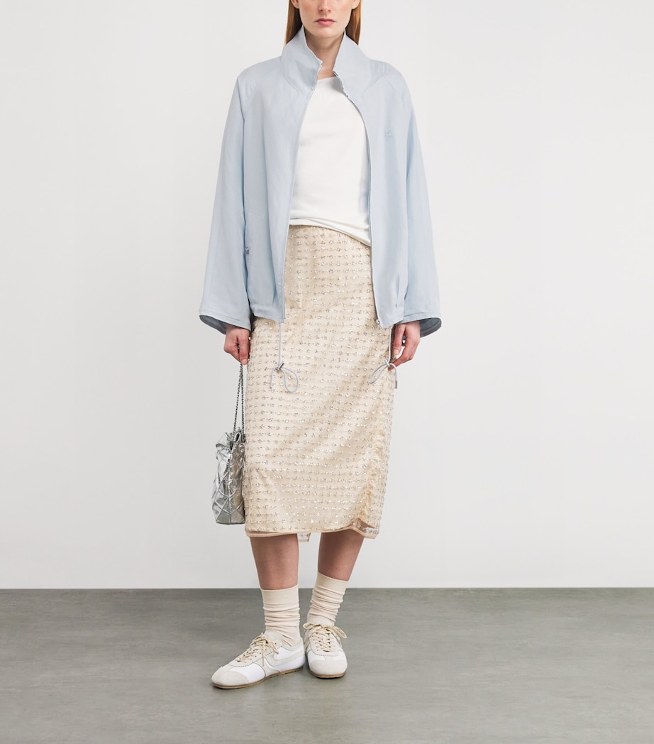 Embroidered Funnel-Neck Jacket SKY BLUE Image 2