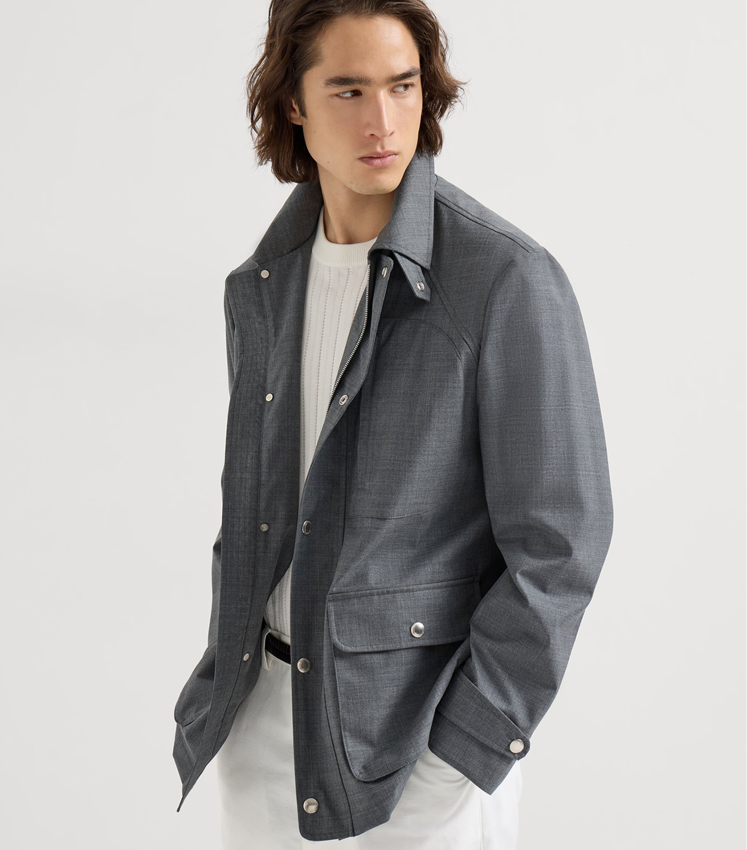 Brunello Cucinelli Grey Virgin Wool Field Jacket | Harrods US