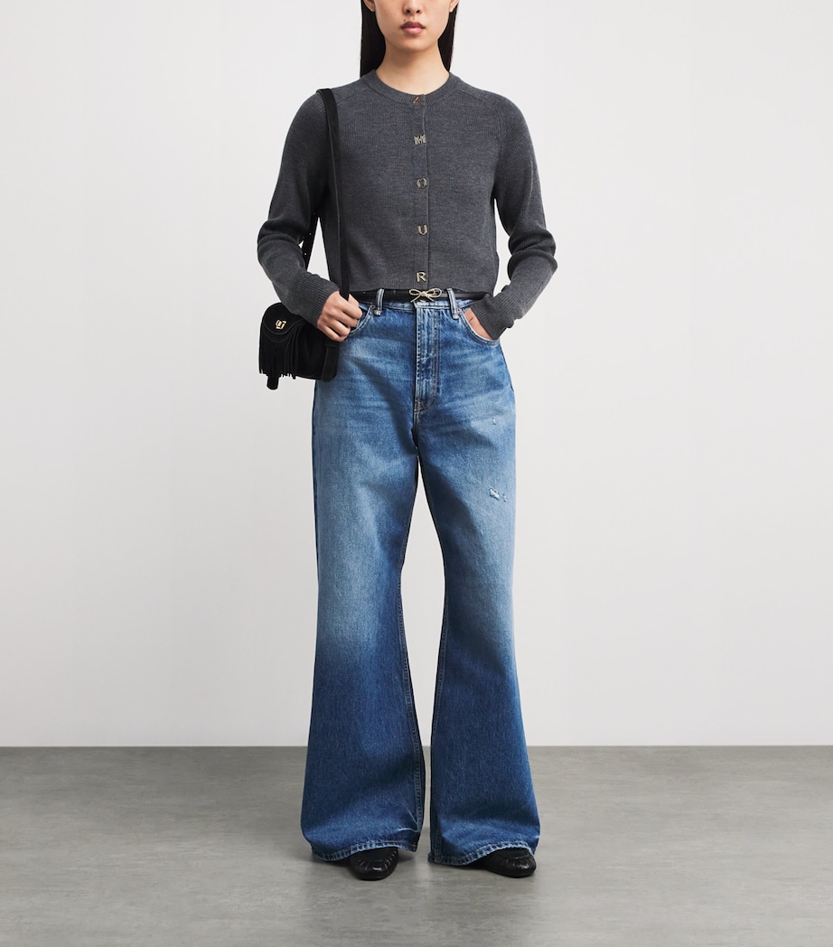 Wool Rib-Knit Cardigan GREY Image 2