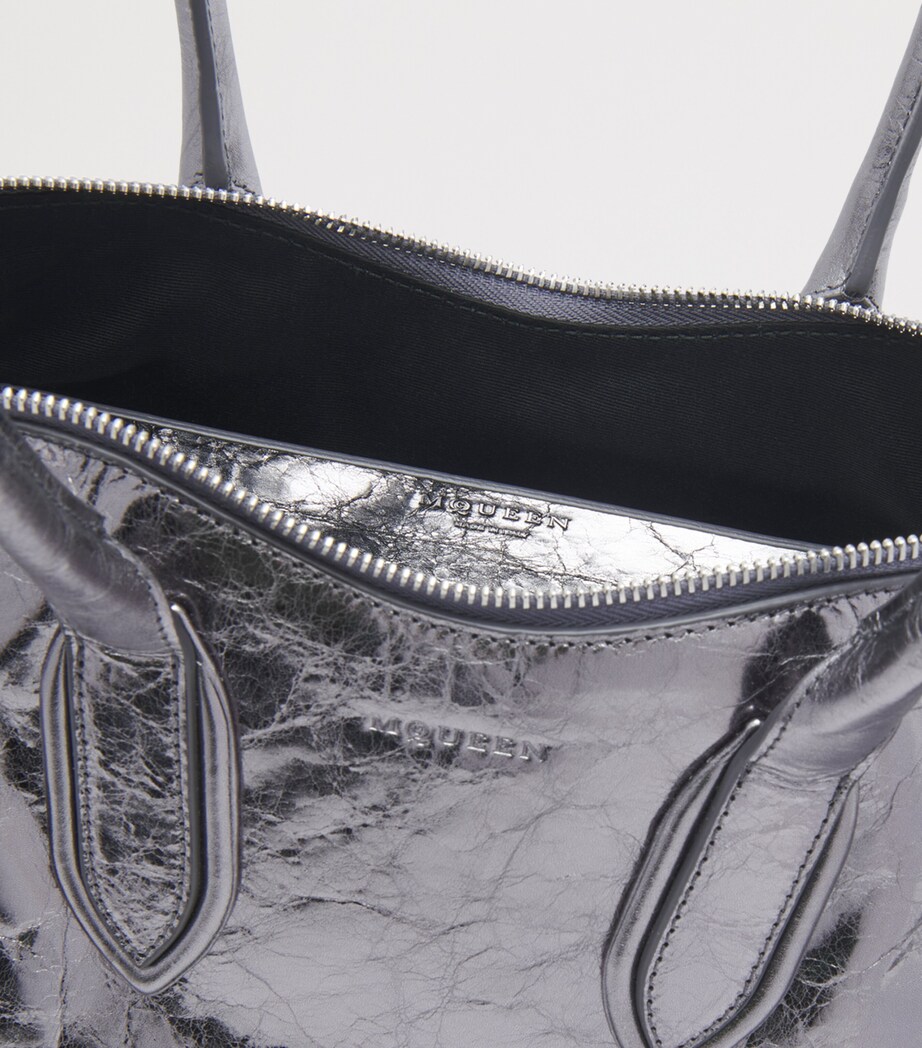 McQueen Metallic Leather Manta Top-Handle Bag Image 5