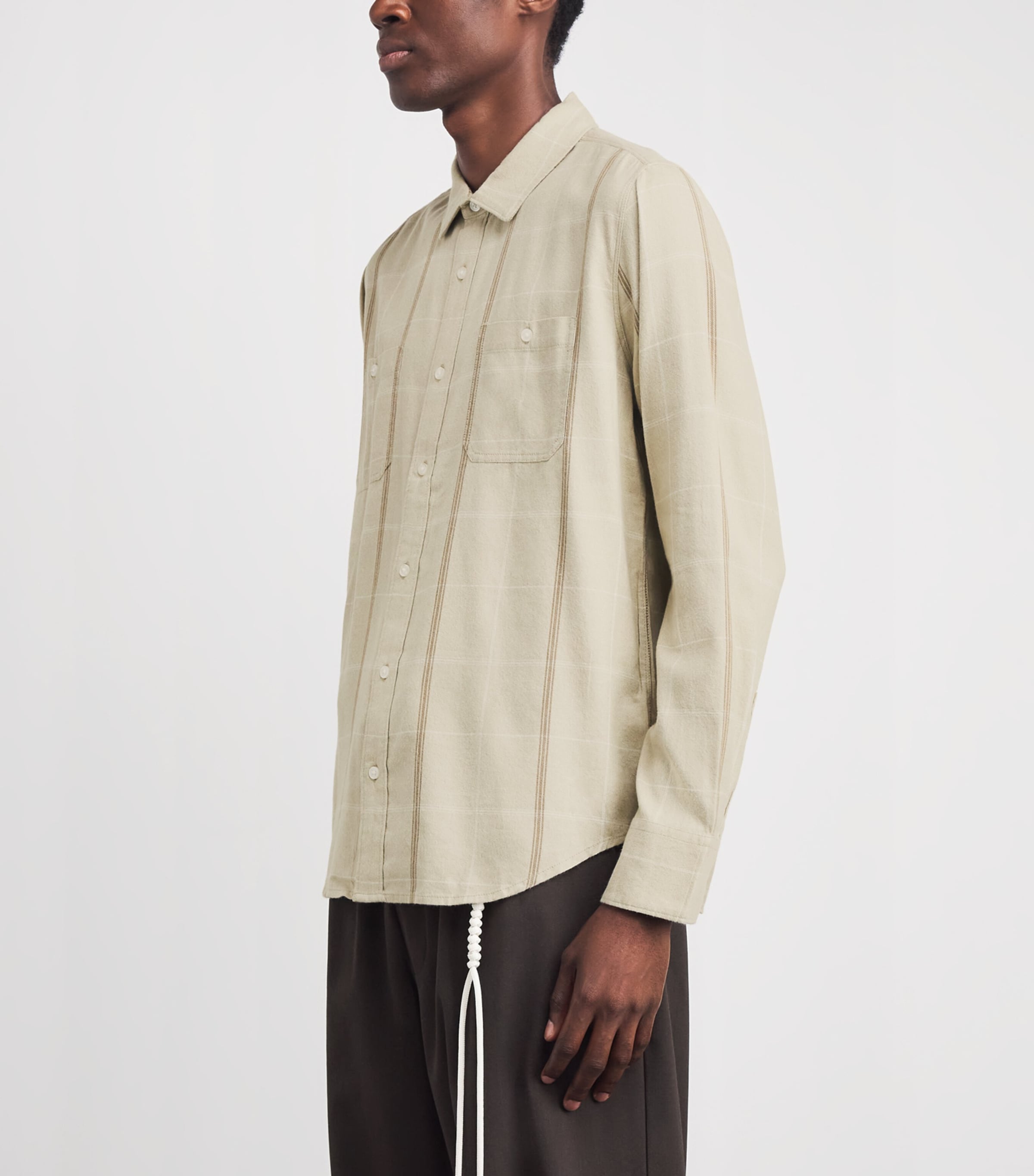 PAIGE Mens Check Everett Shirt Feathered Talc Image 4