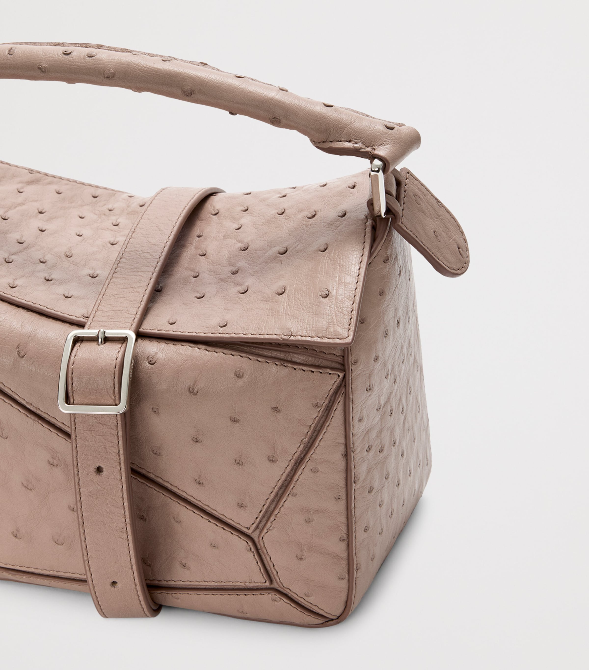 Small Leather Puzzle Top-Handle Bag TAUPE Image 13