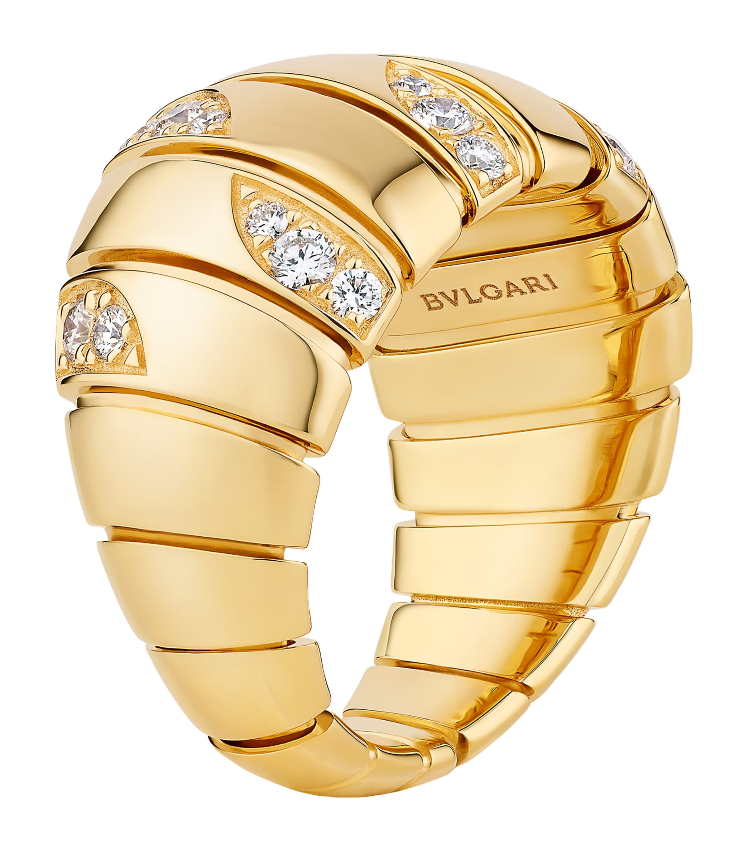 Bvlgari Yellow Gold and Diamond Tubogas Ring Gold Image 1