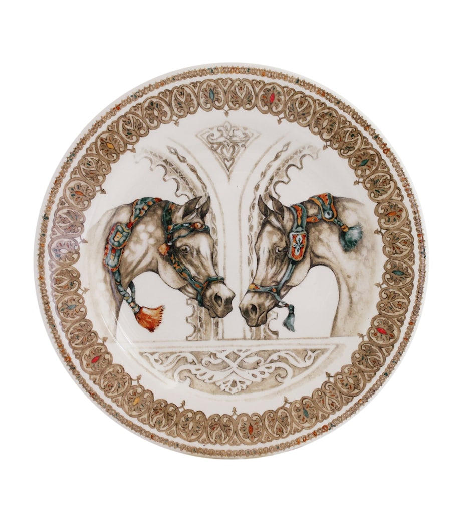 Set of 4 Chevaux du Vent Dessert Plates (22cm) WHITE, BROWN Image 2