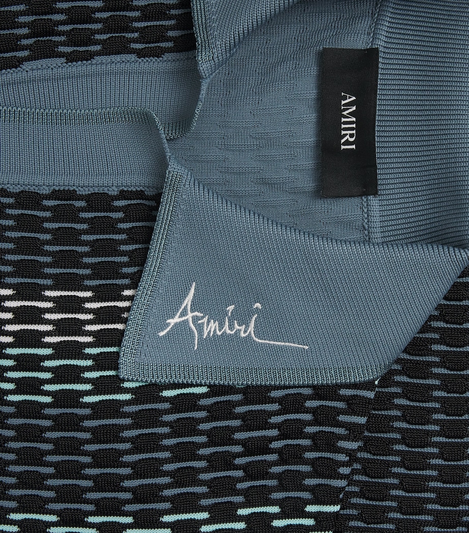 AMIRI Mens Stripe Embroidered Polo Sweater Blue Image 6