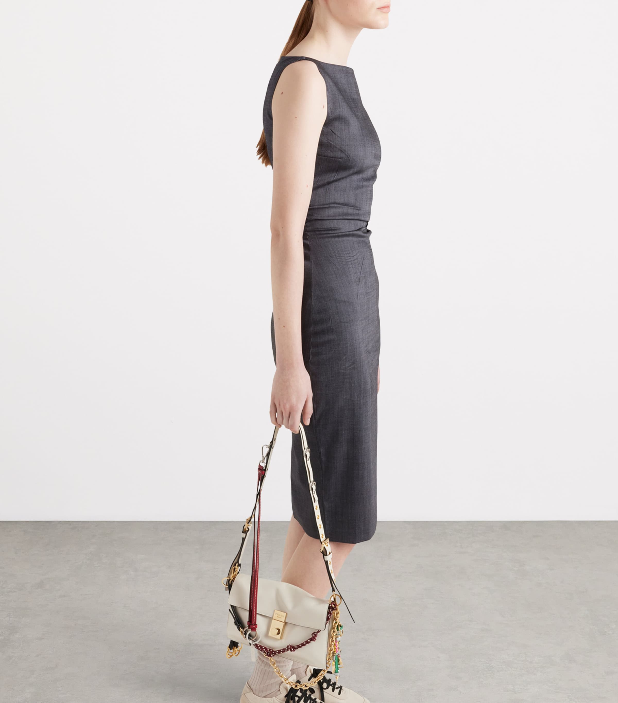 Prada Womens Mohair-Blend Midi Dress Image 3