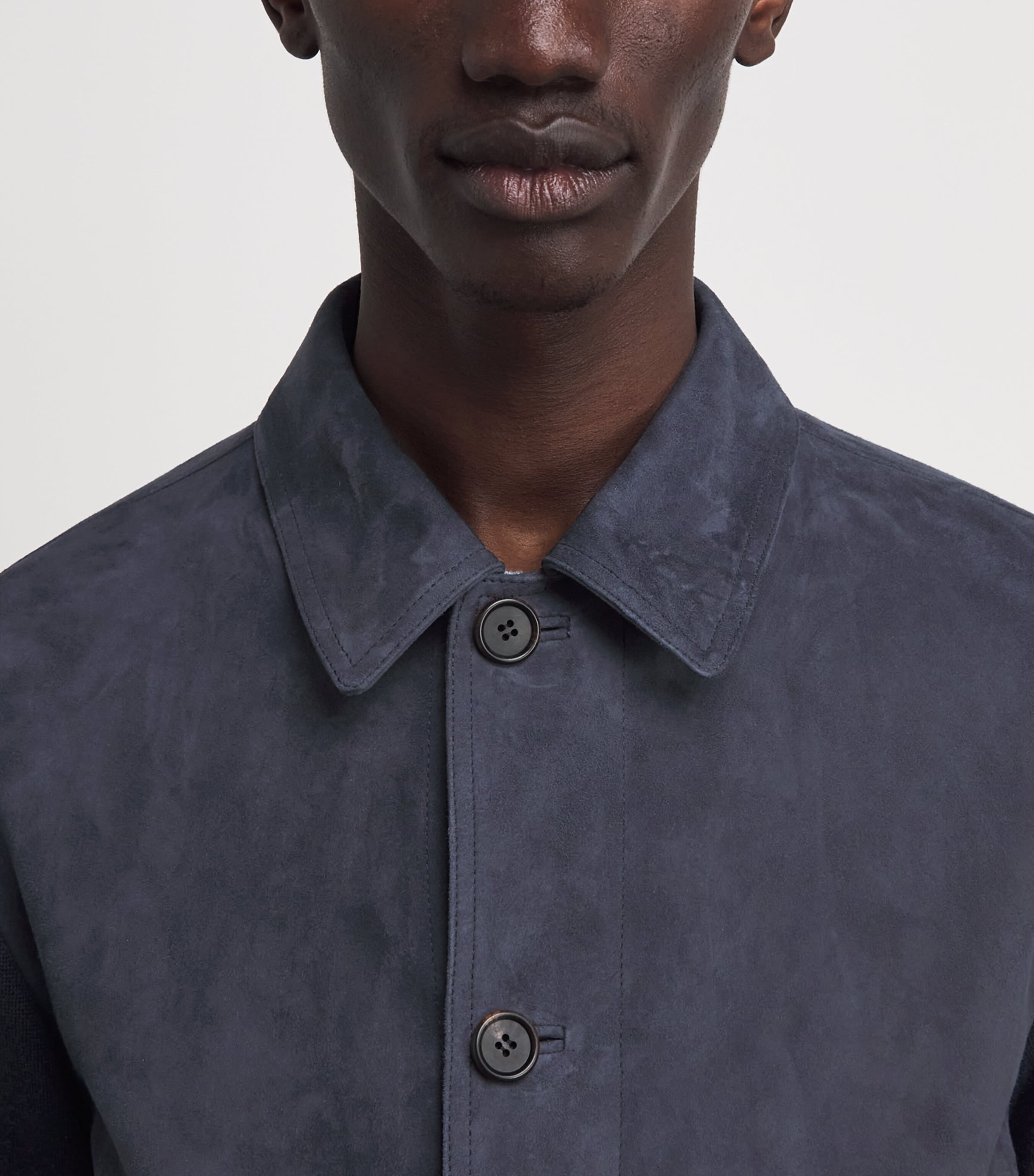Fioroni Cashmere Mens Suede Bomber Jacket Navy Image 3