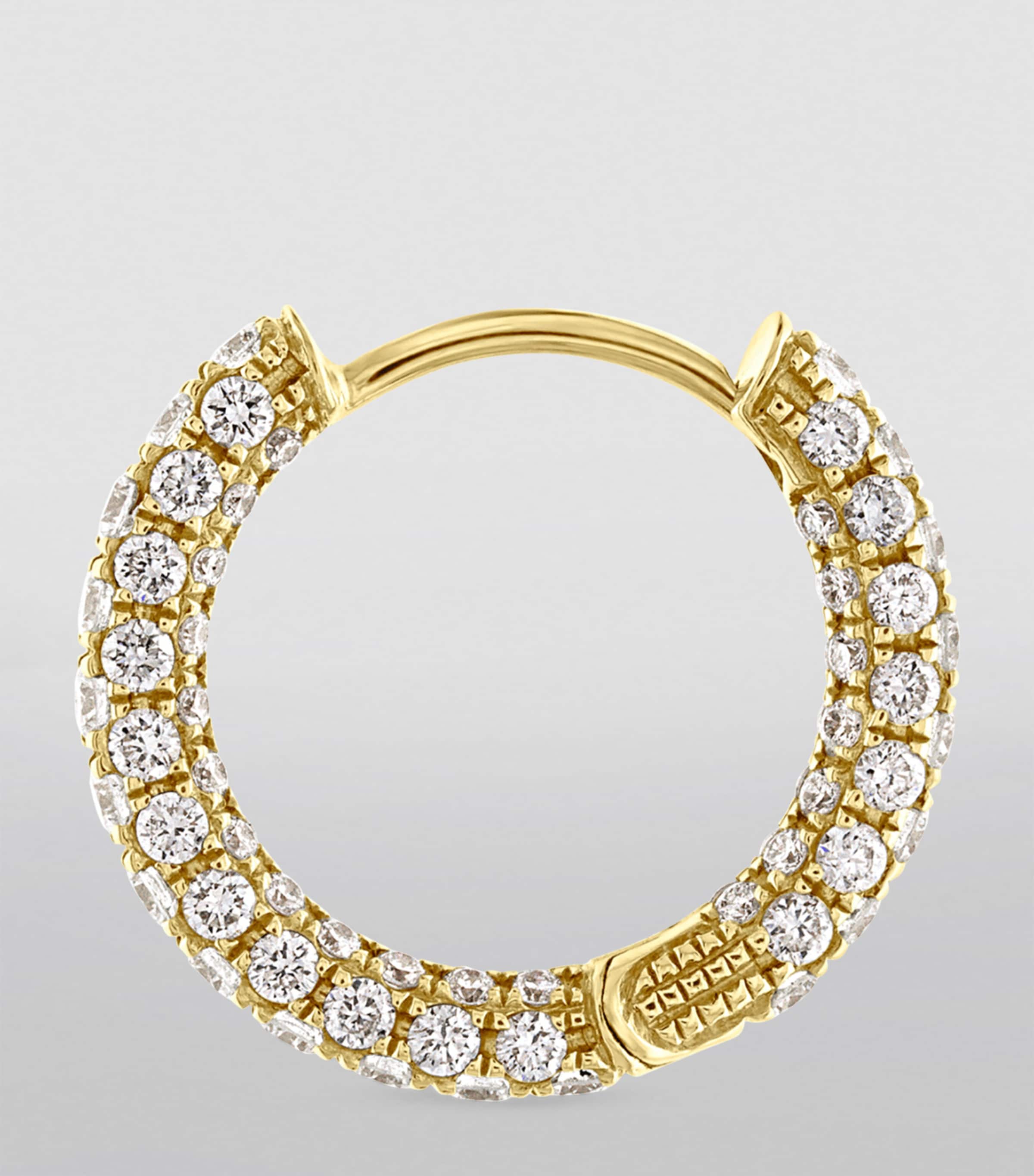 Diamond Five Row Pavé Single Hoop Earring (9.5mm) YELLOW GOLD Image 2