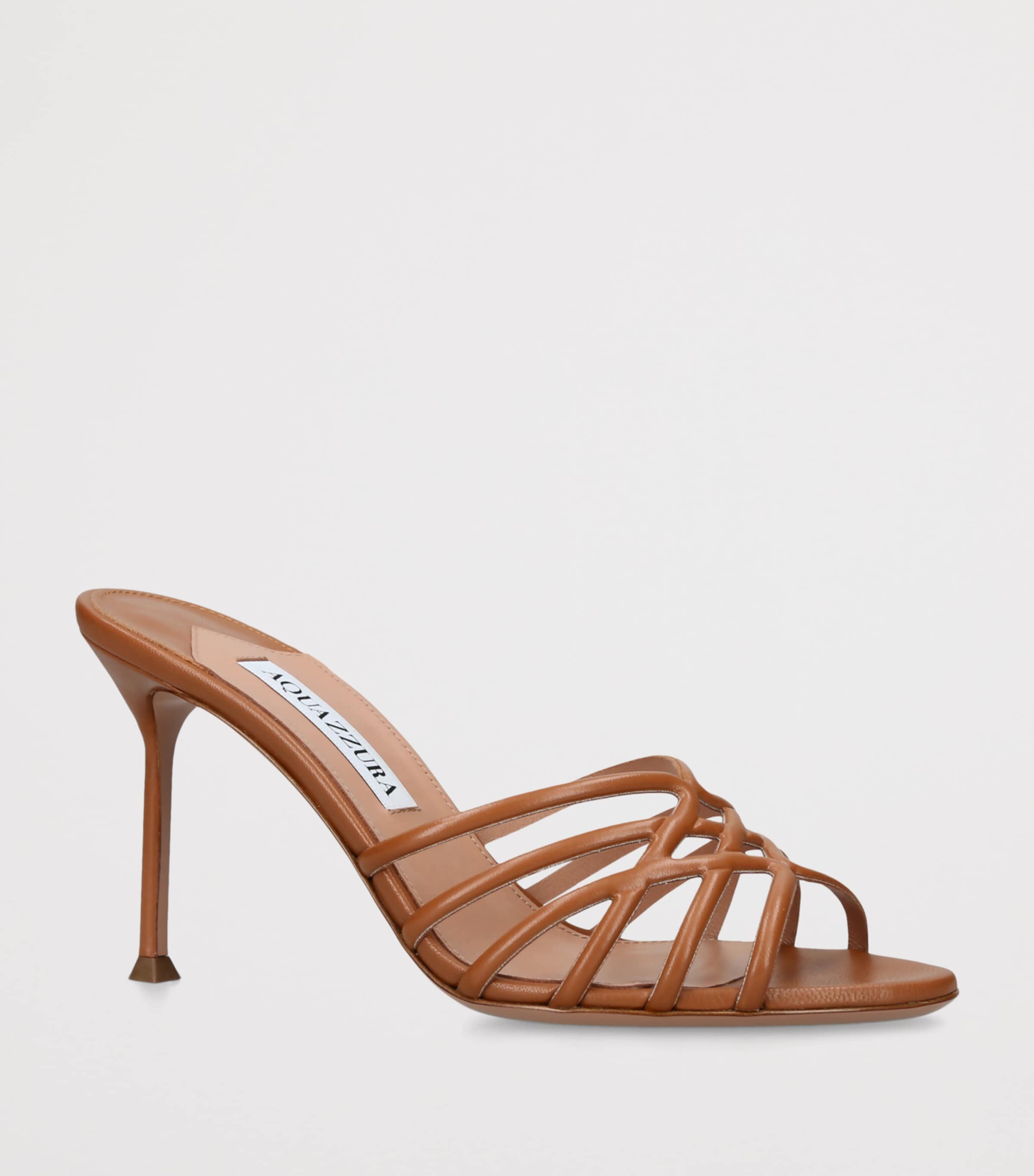 Aquazzura Leather Wild Dream Mules 85 Mid Brown Image 3
