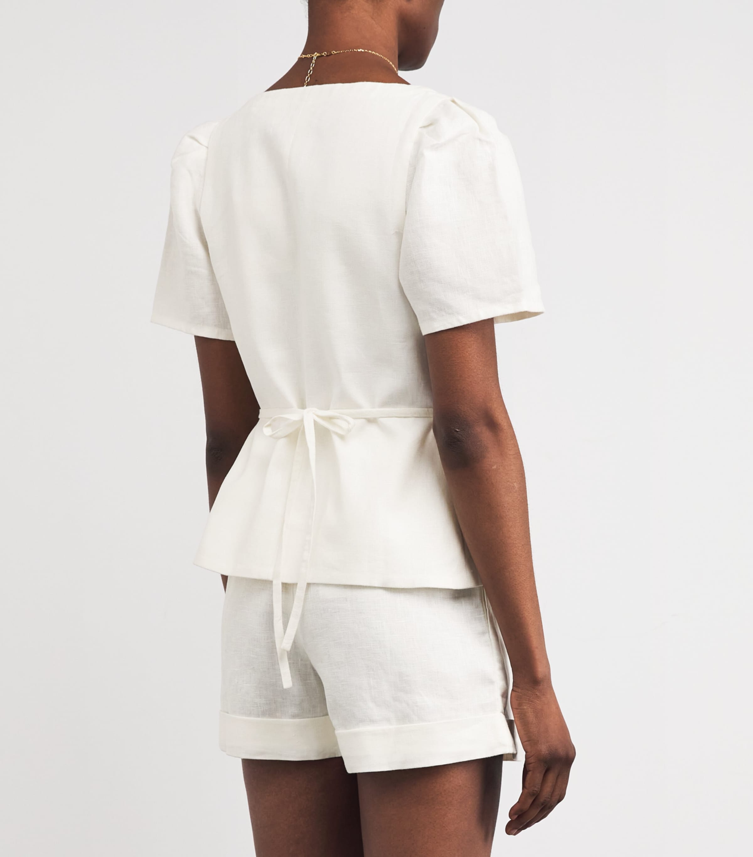 Linen Audrey Crop Top WHITE Image 4