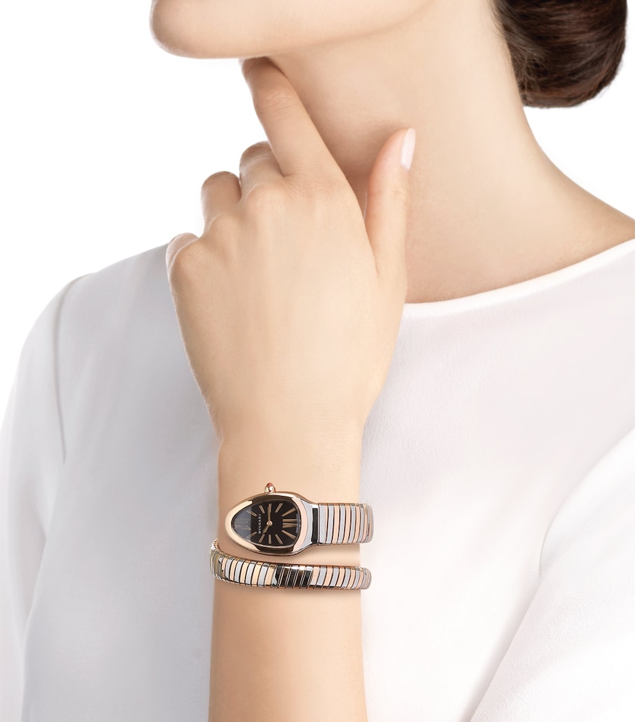 Bvlgari Rose Gold and Stainless Steel Serpenti Tubogas Watch 35mm Black Image 4