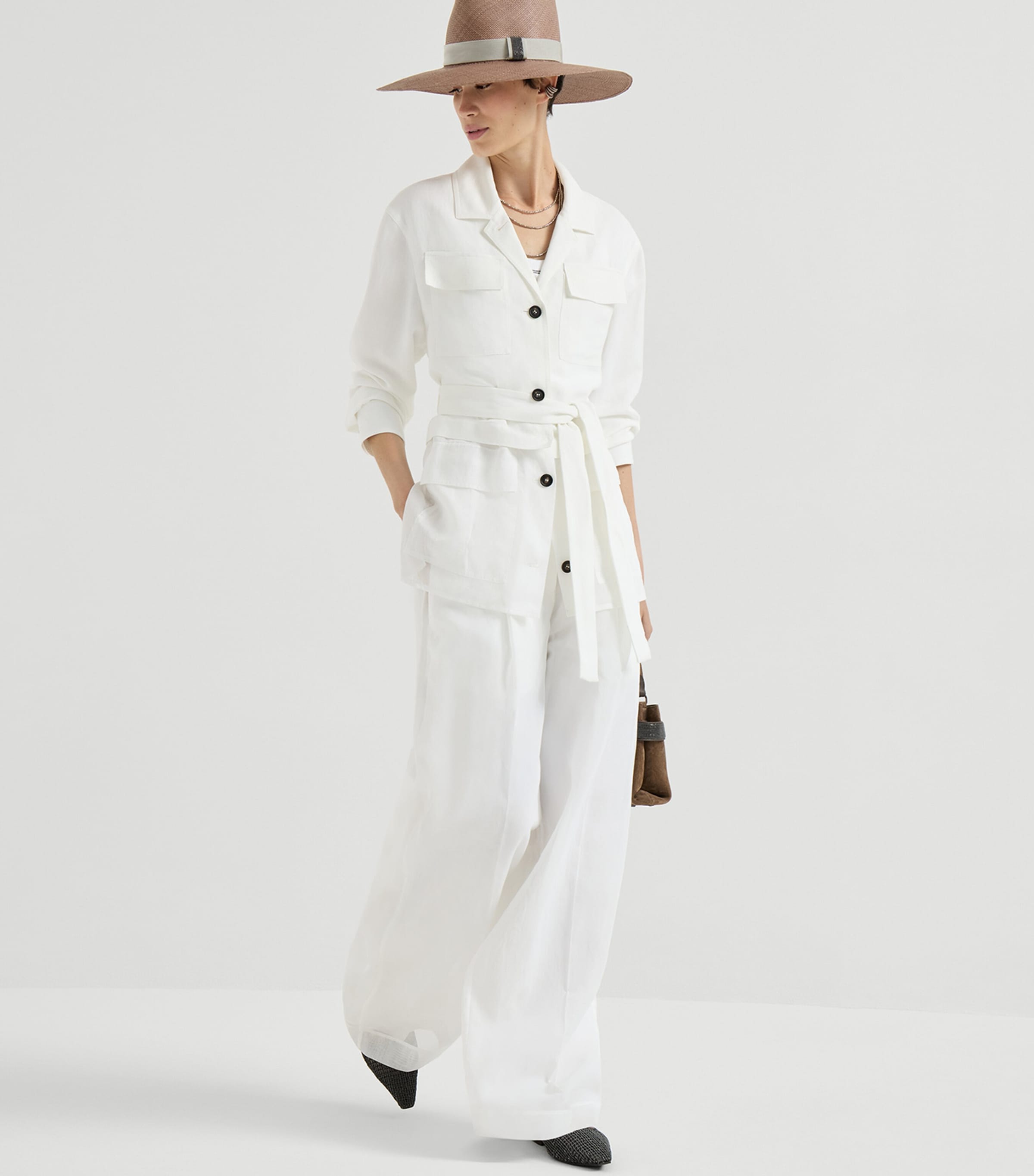 Brunello Cucinelli Womens Cotton Organza Trousers Image 4