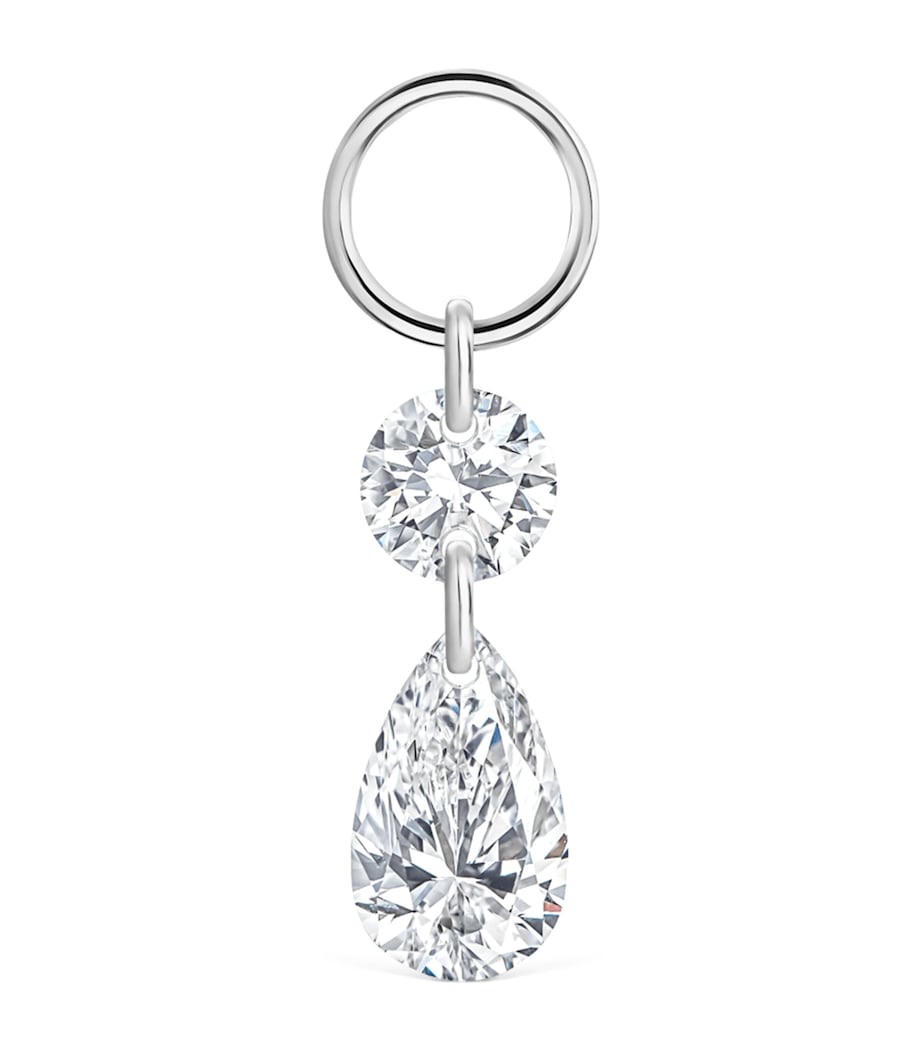 Petite Floating Double Diamond Single Earring WHITE GOLD Image 1