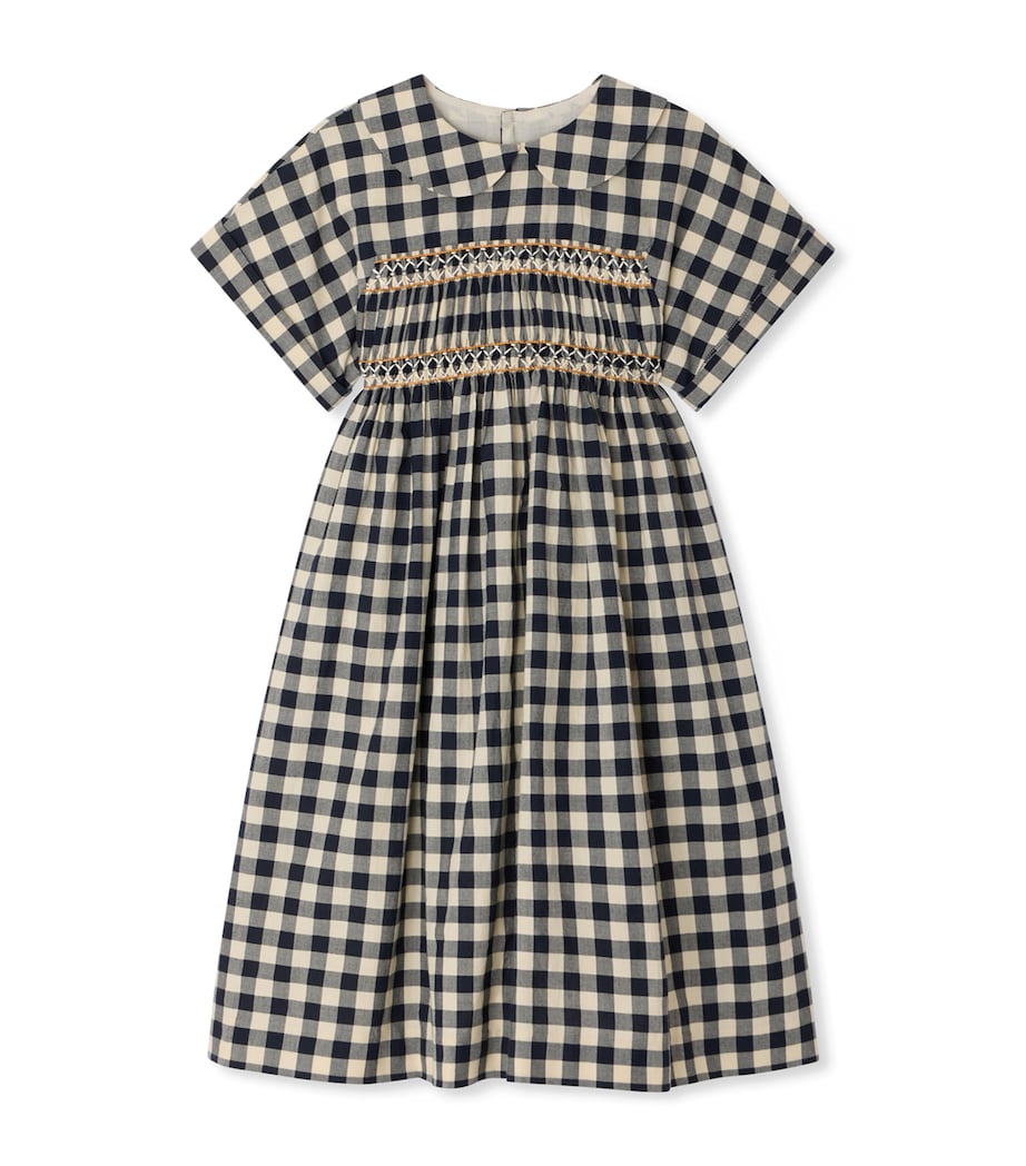 Bonpoint Cotton Check Dress (10-14 Years) Gris Fonce Image 1
