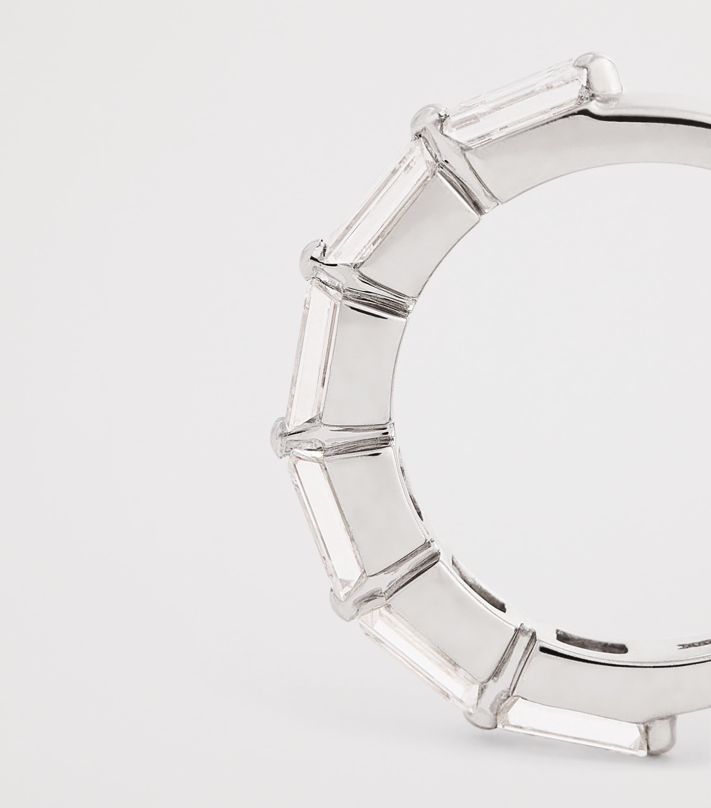 White Gold and Diamond Baguette Floating Ring WHITE GOLD Image 6