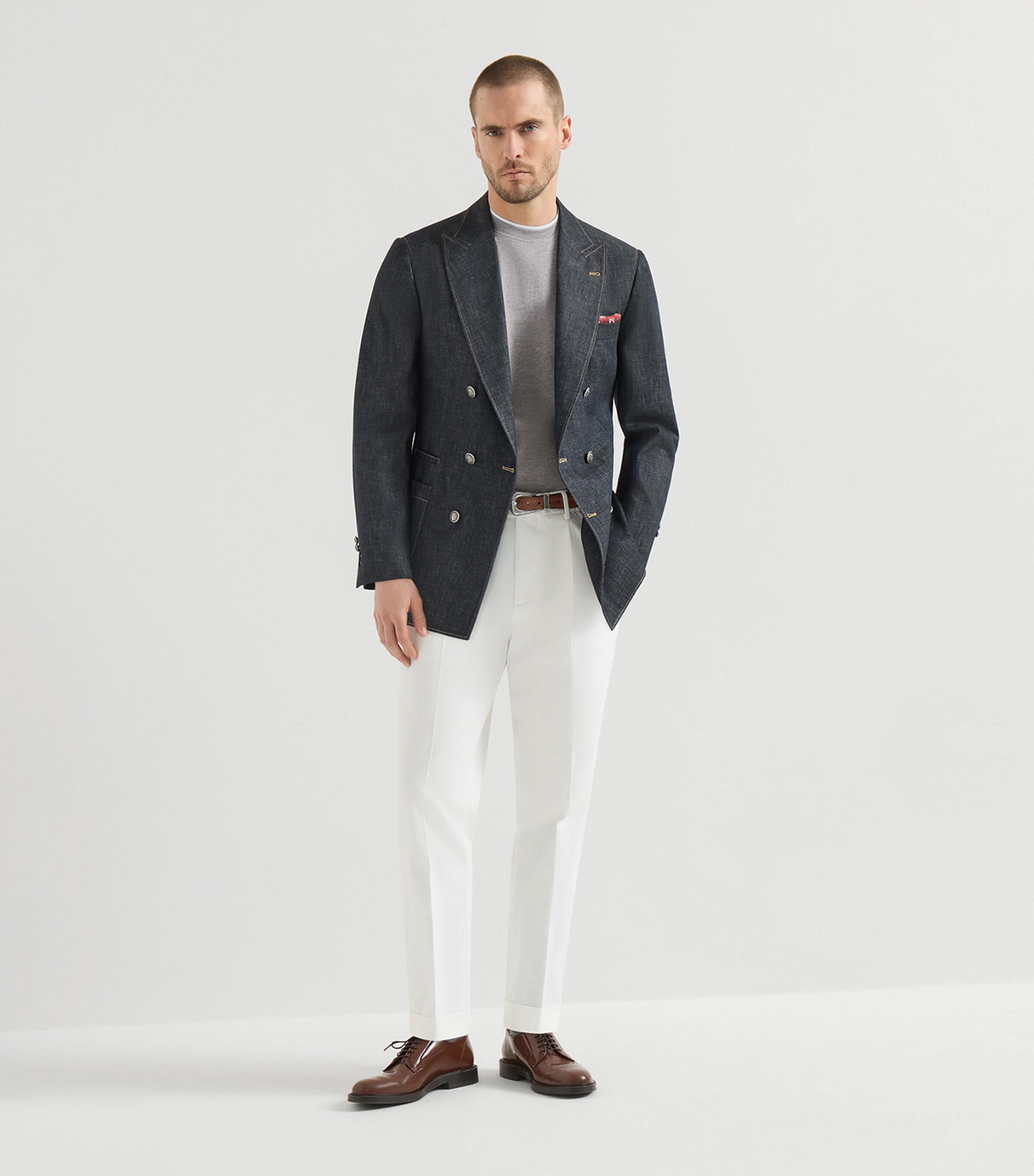 Brunello Cucinelli Mens Cotton Faux-Layered T-Shirt Image 2