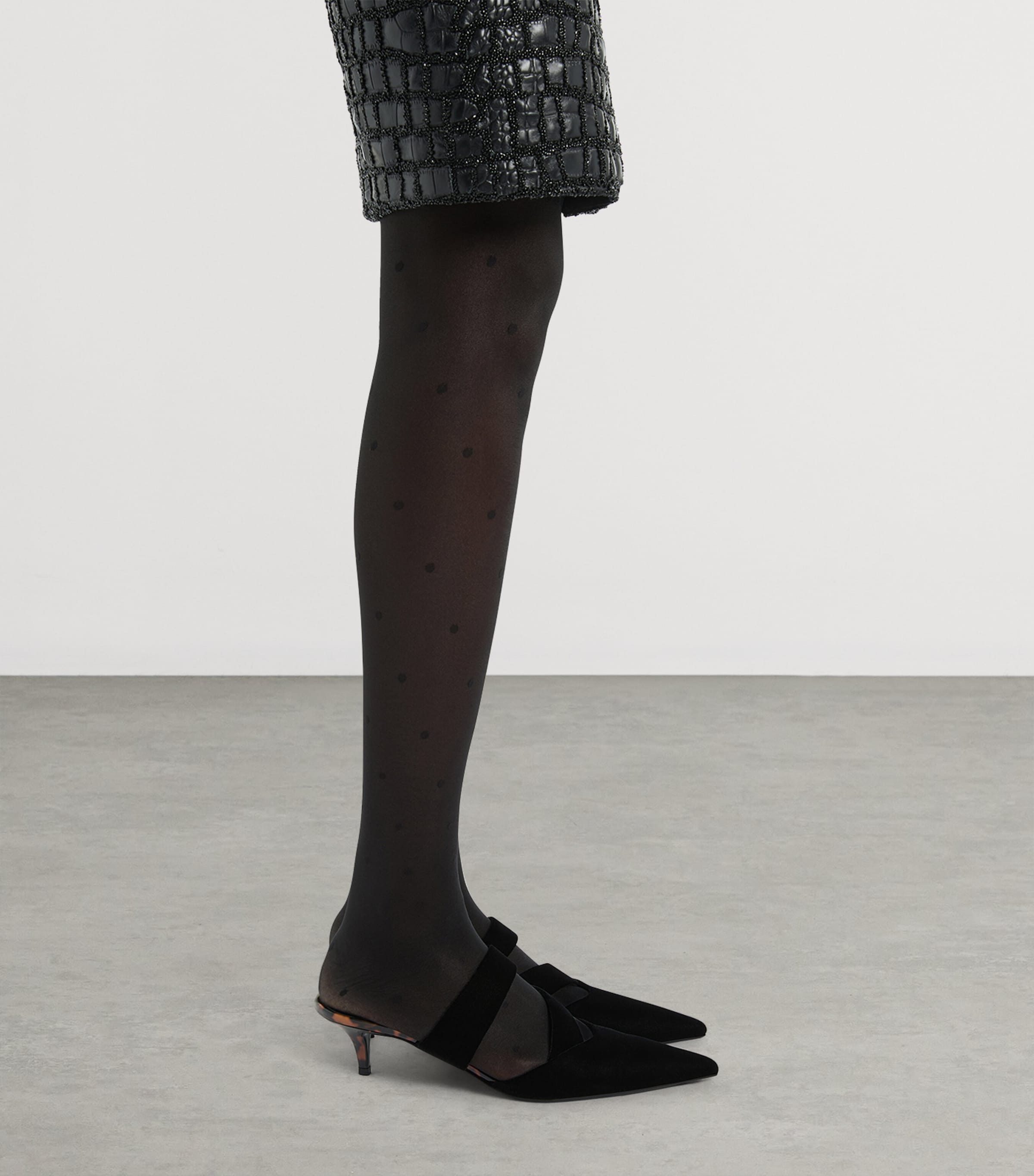 Balmain Velvet Heeled Mules 45 Eks Noir / Tartaruga Image 4