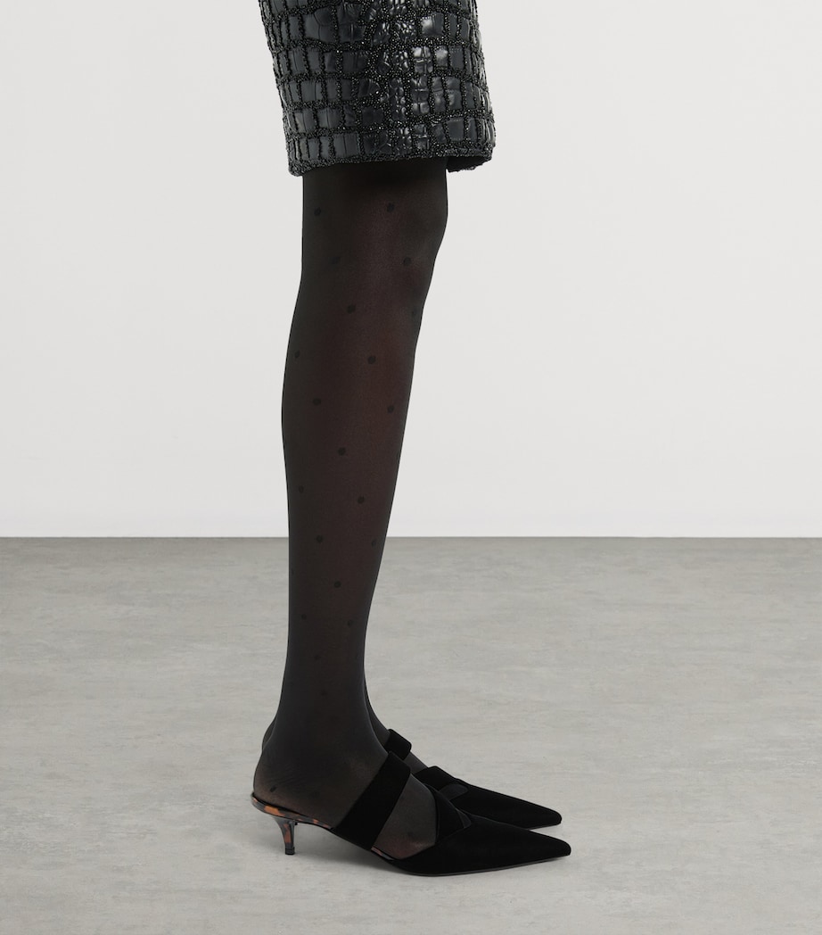 Balmain Velvet Heeled Mules 45 Eks Noir / Tartaruga Image 4
