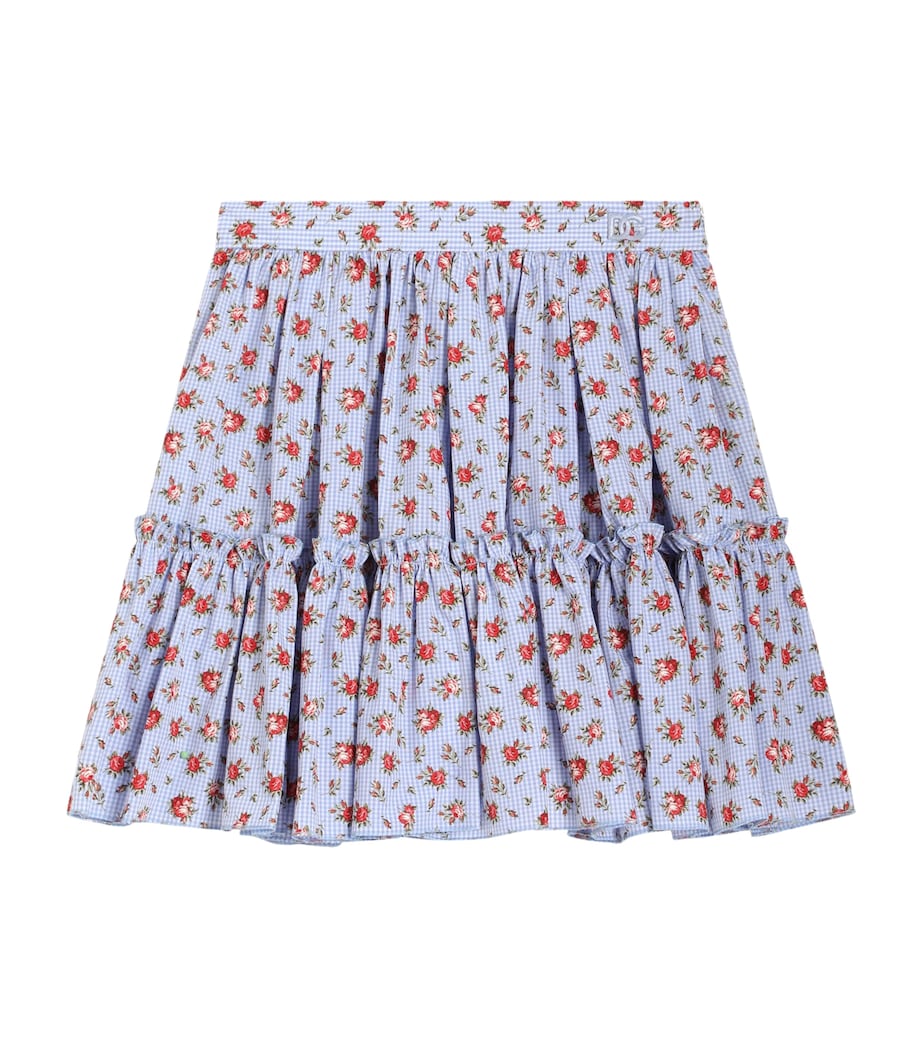 Dolce&Gabbana Kids Cotton Rose-Print Skirt (8-12+ Years) Roselline F.ce Image 1