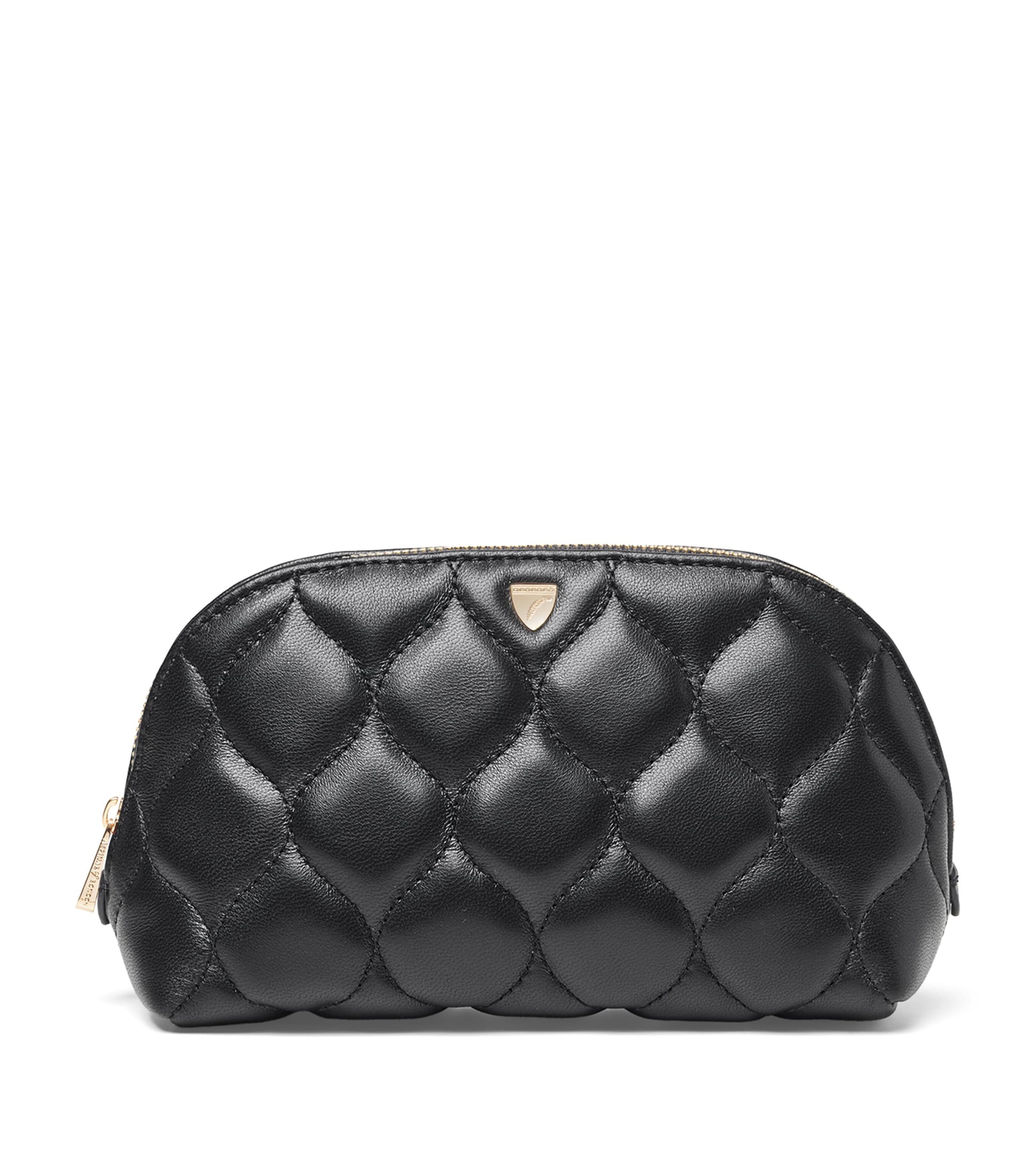 Aspinal Of London Small Leather Cosmetic Case In Black
