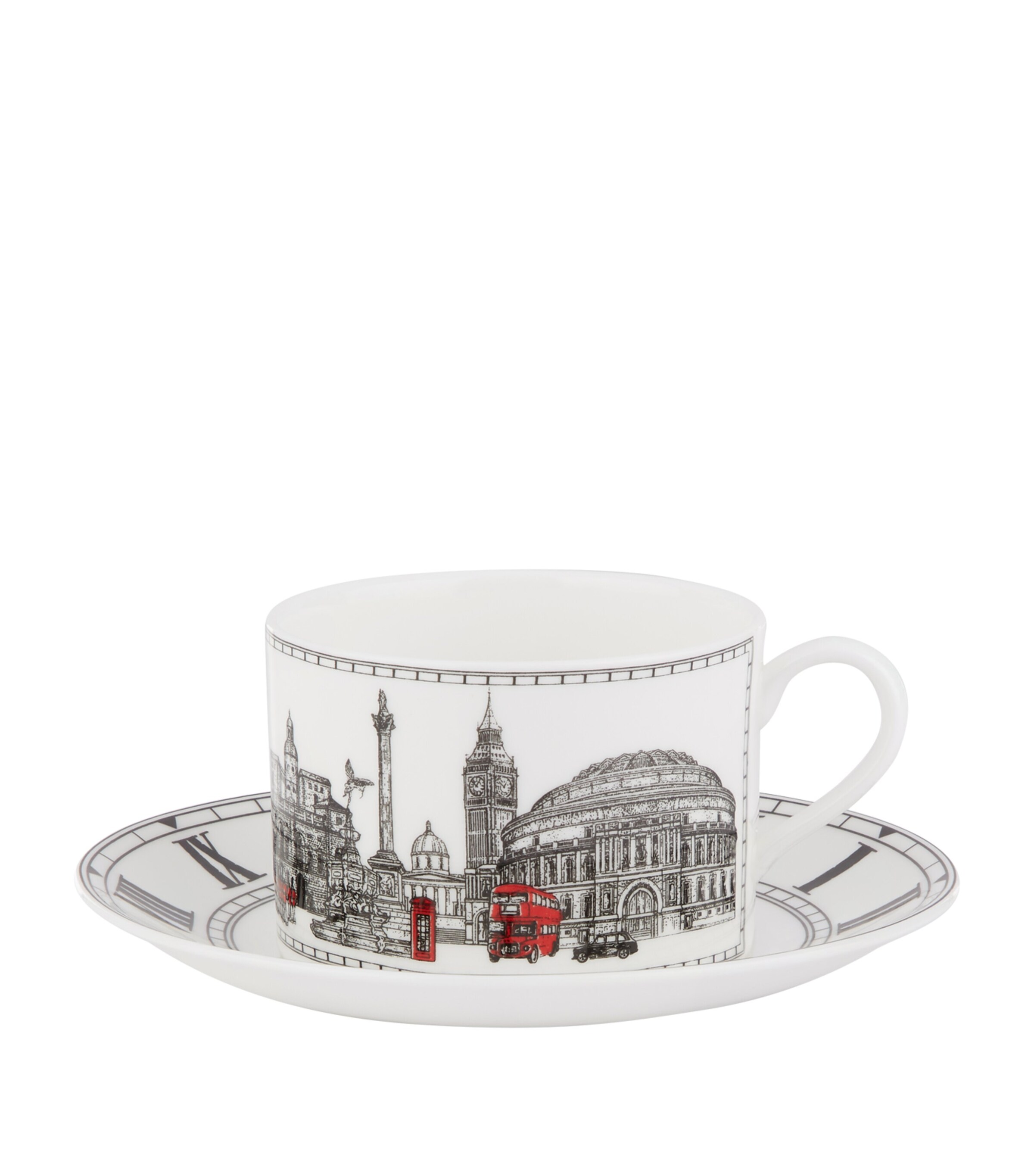 Halcyon Days London Icons Teacup And Saucer Black Image 1