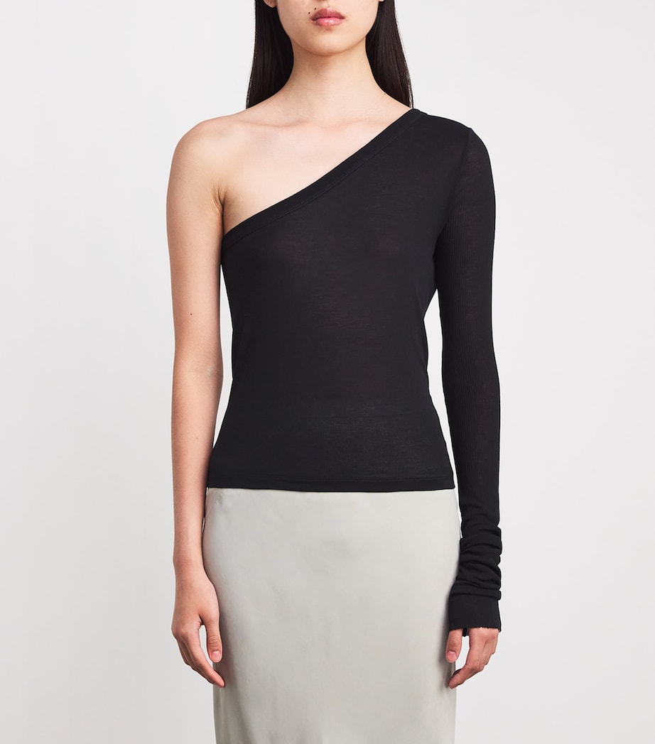 One-Shoulder Ziggy Crop Top 09 BLACK Image 3
