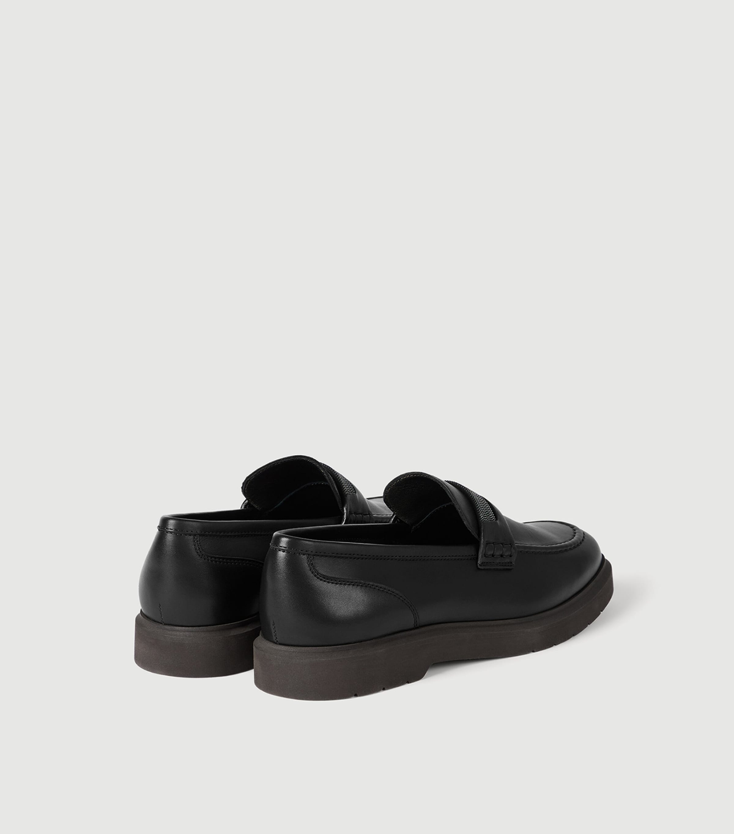 Brunello Cucinelli Leather Monili-Detail Penny Loafers Black Image 3