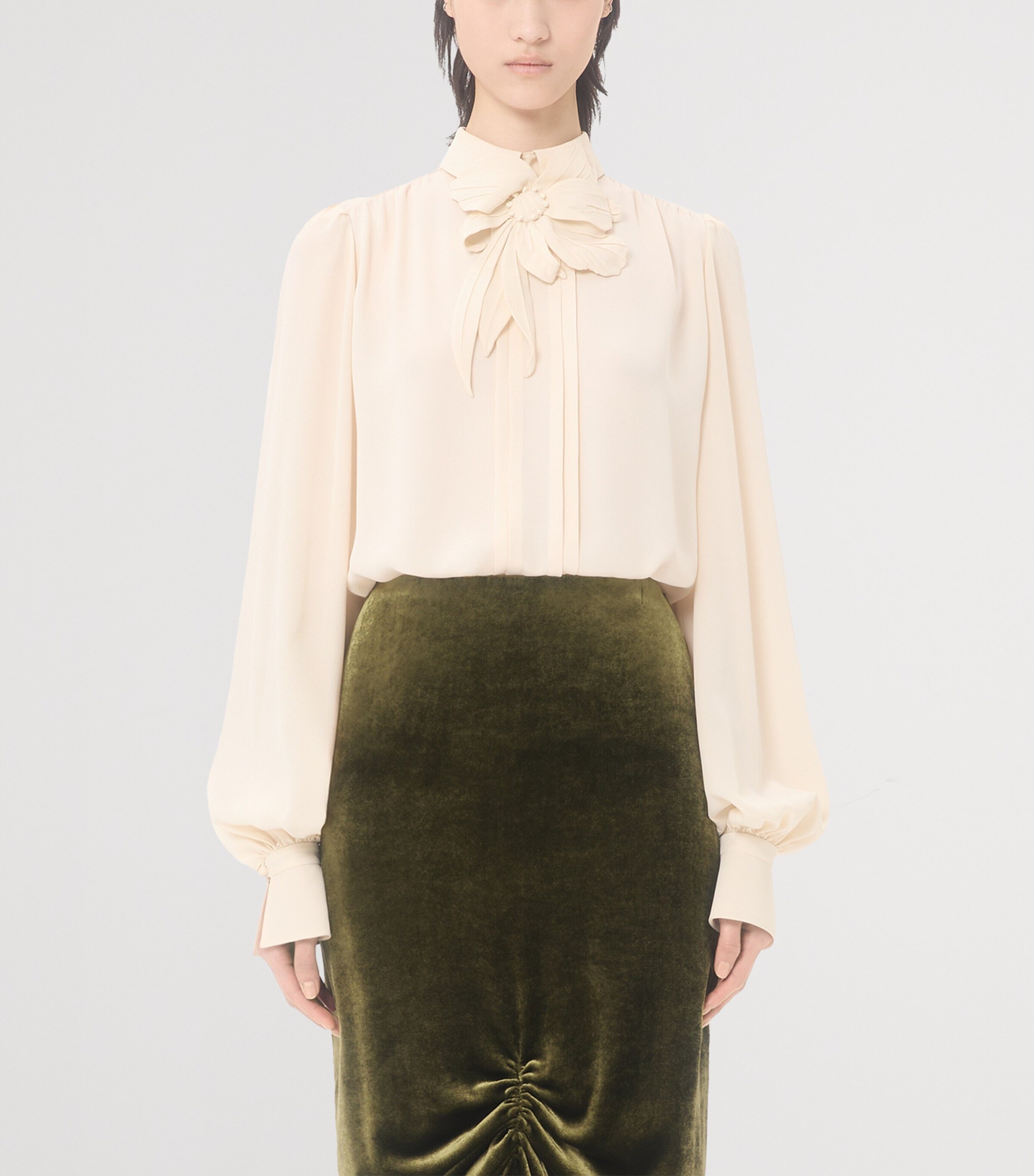 Valentino Womens Silk Floral-Embroidered Blouse Image 2