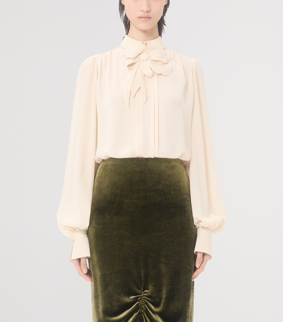 Valentino Womens Silk Floral-Embroidered Blouse Image 2