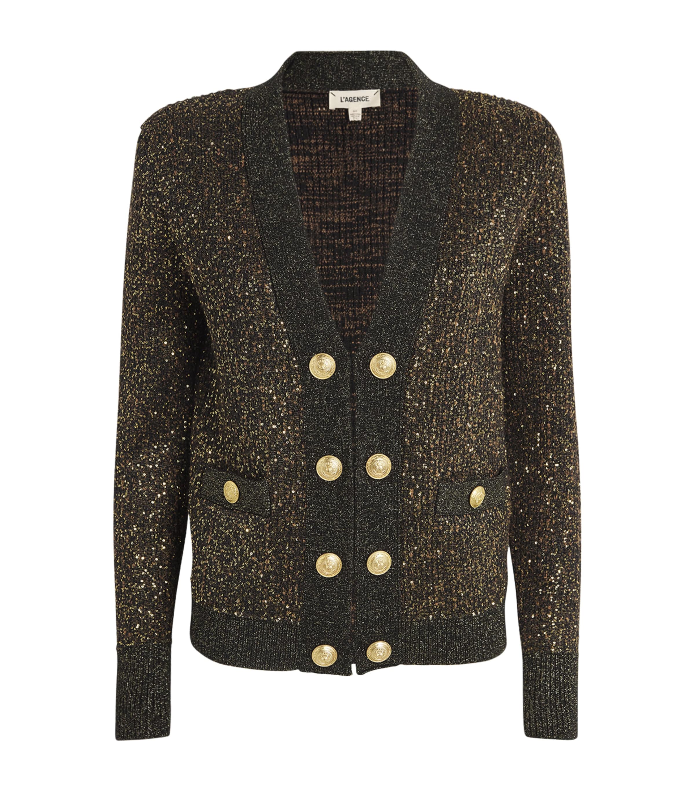 L Agence Jinny Sequin Cardigan In Black