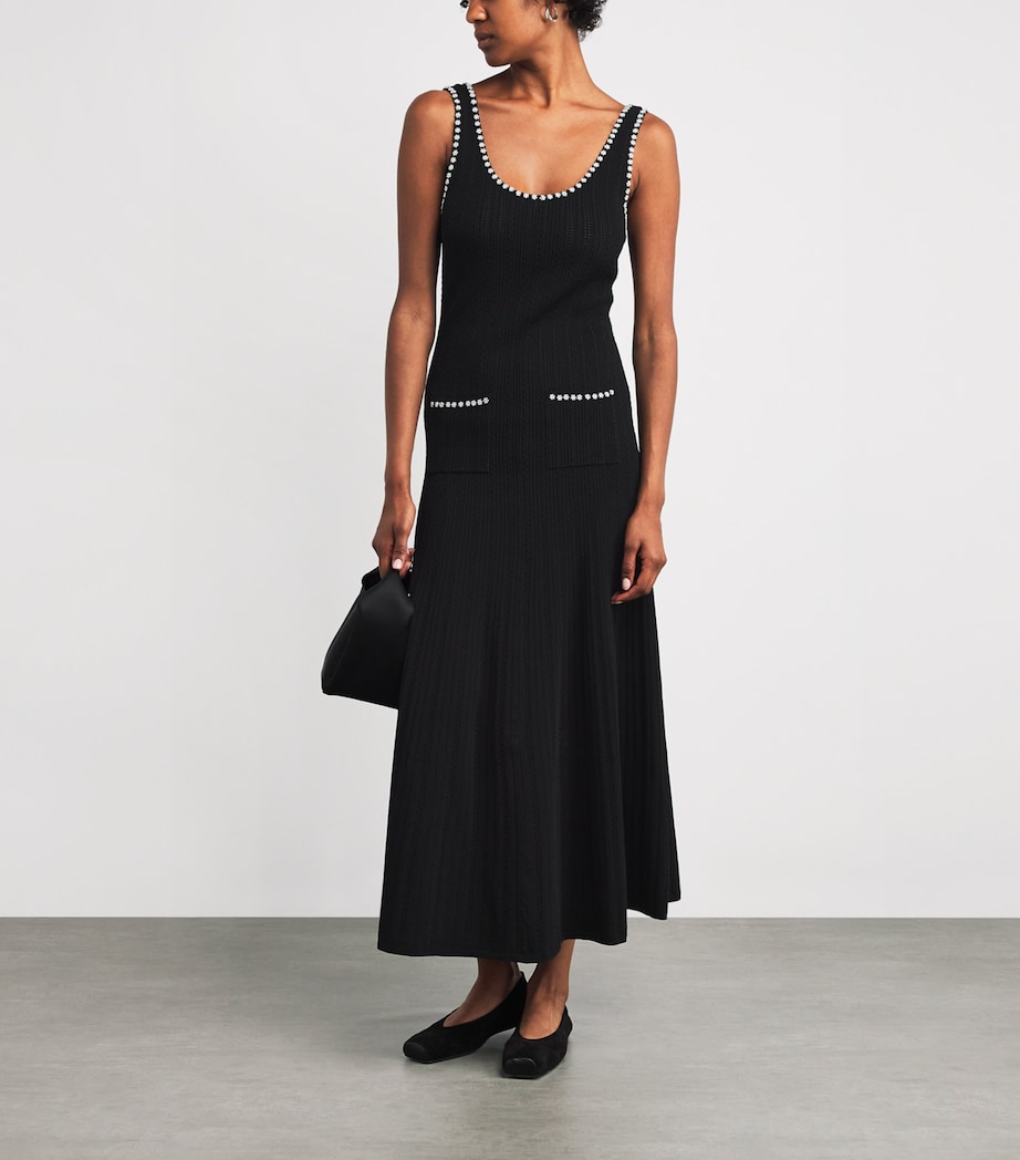 Knitted Pearl-Embellished Dress BLACK Image 2