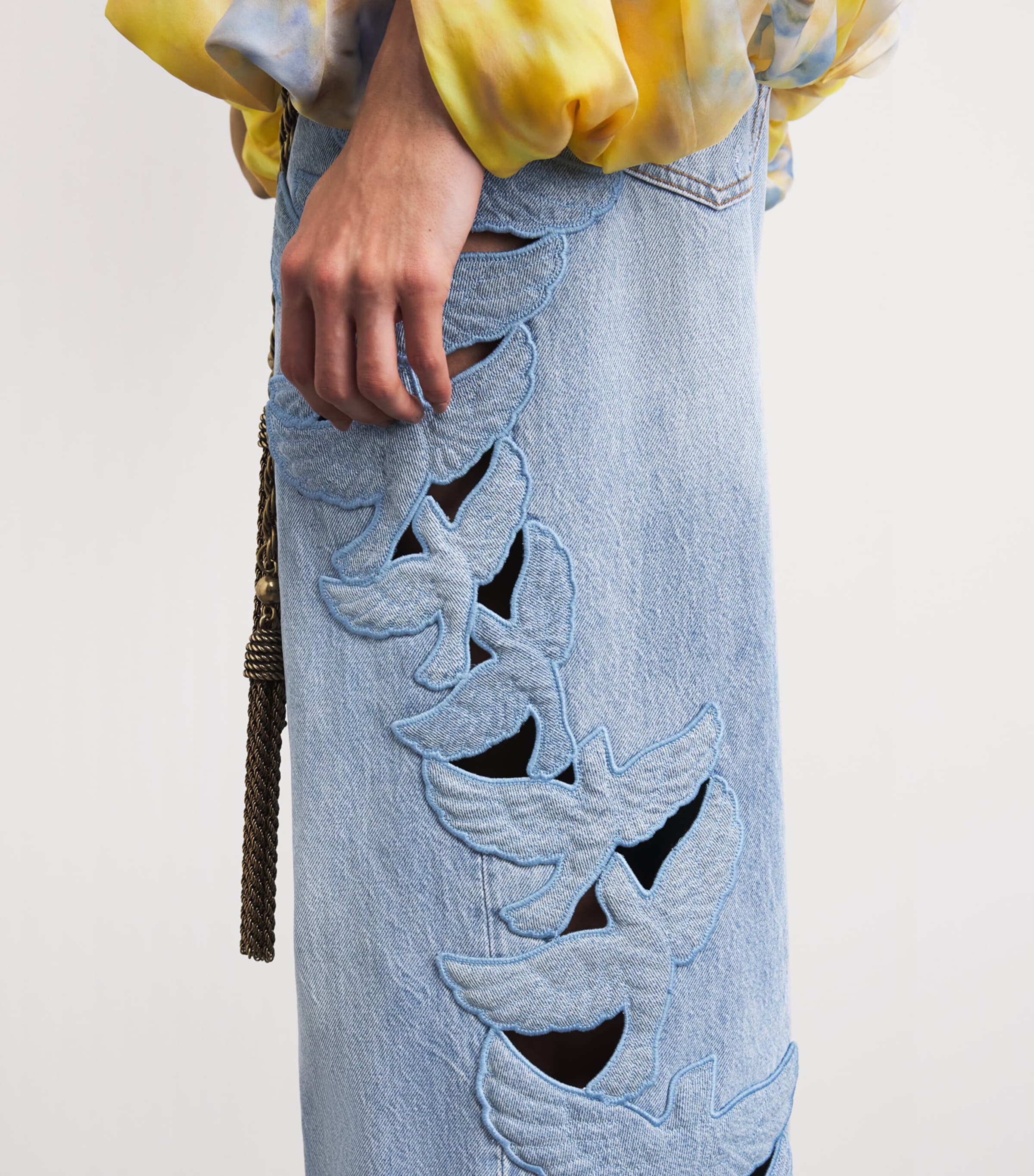 Zimmermann Womens Appliqué Alchemy Flared Jeans Sea Foam Image 3