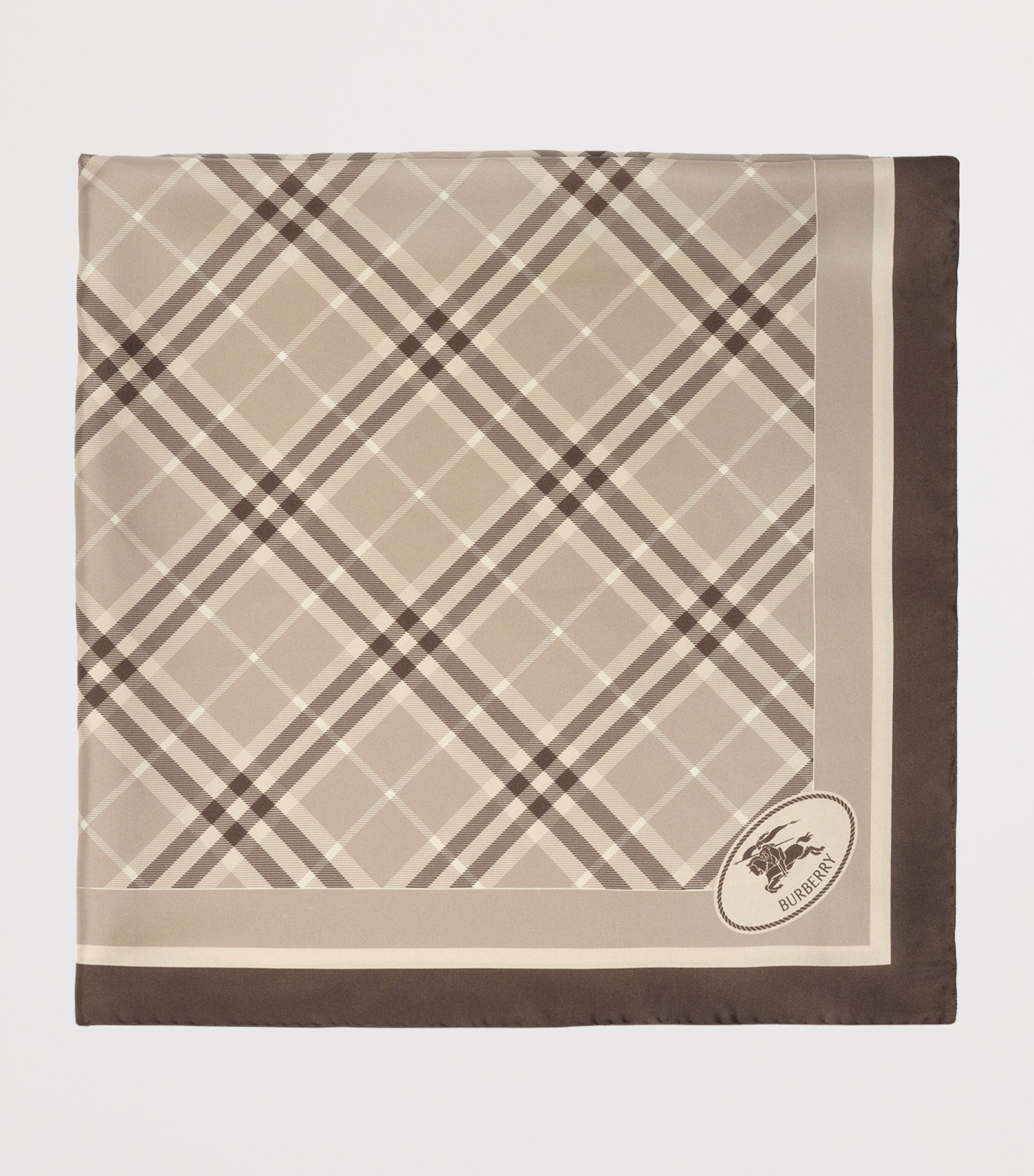 Burberry Silk Check Knight Stamp Scarf Dove Grey Ip Check Image 5