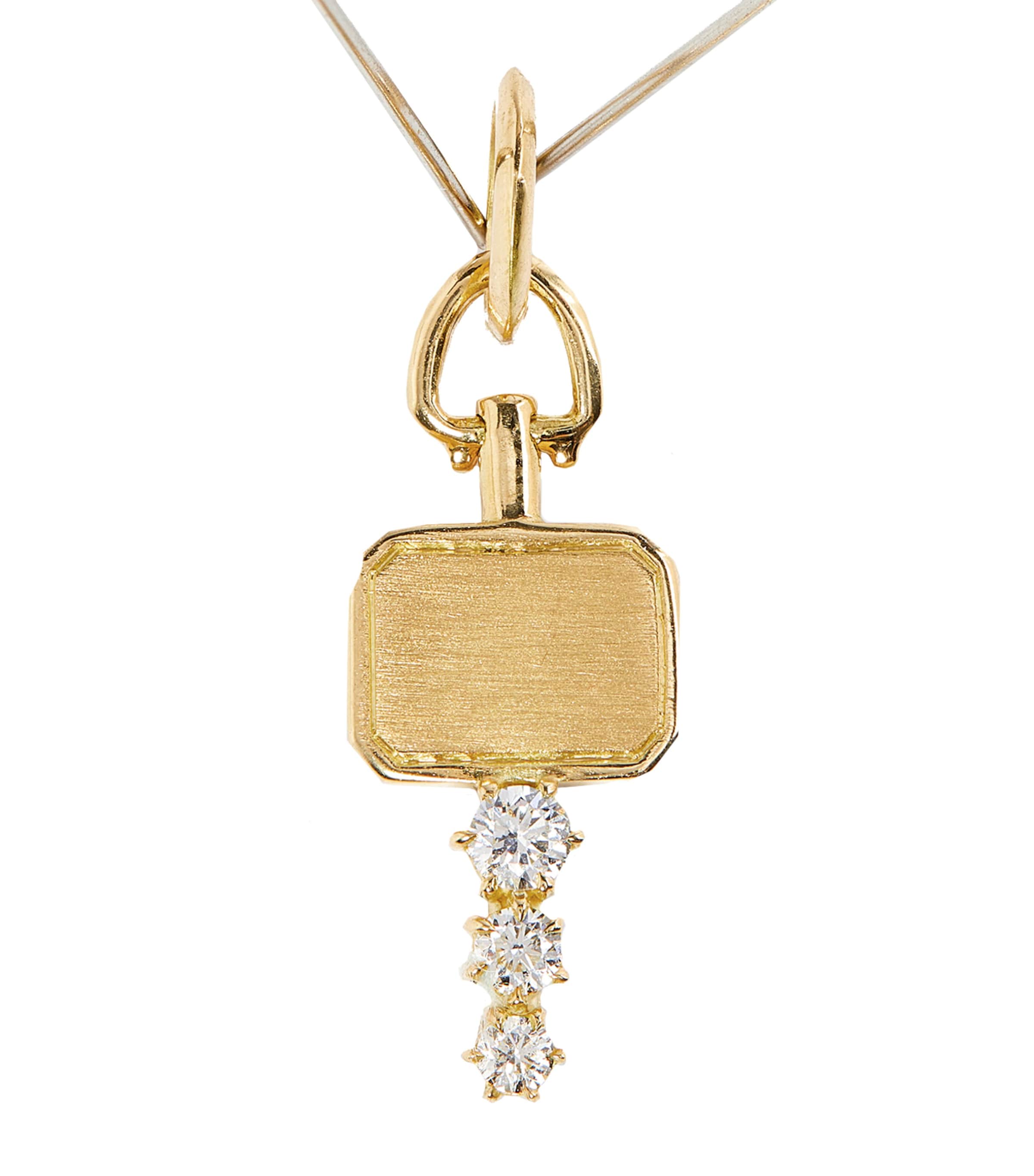 Jade Trau Yellow Gold And Diamond Mini Catherine Key Charm In Gold